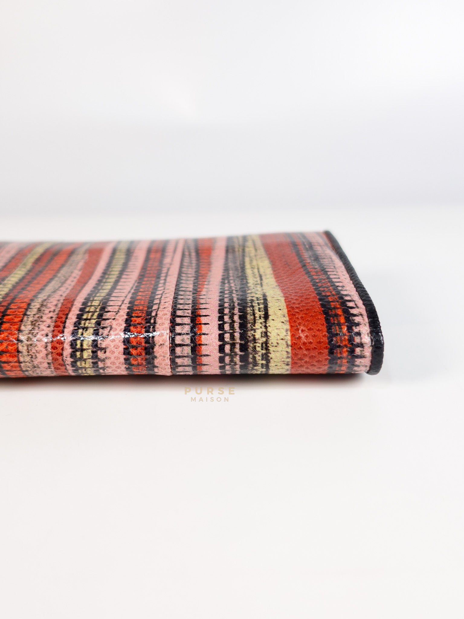 Red Multicolor Karung Flap Long Wallet | Purse Maison Luxury Bags Shop