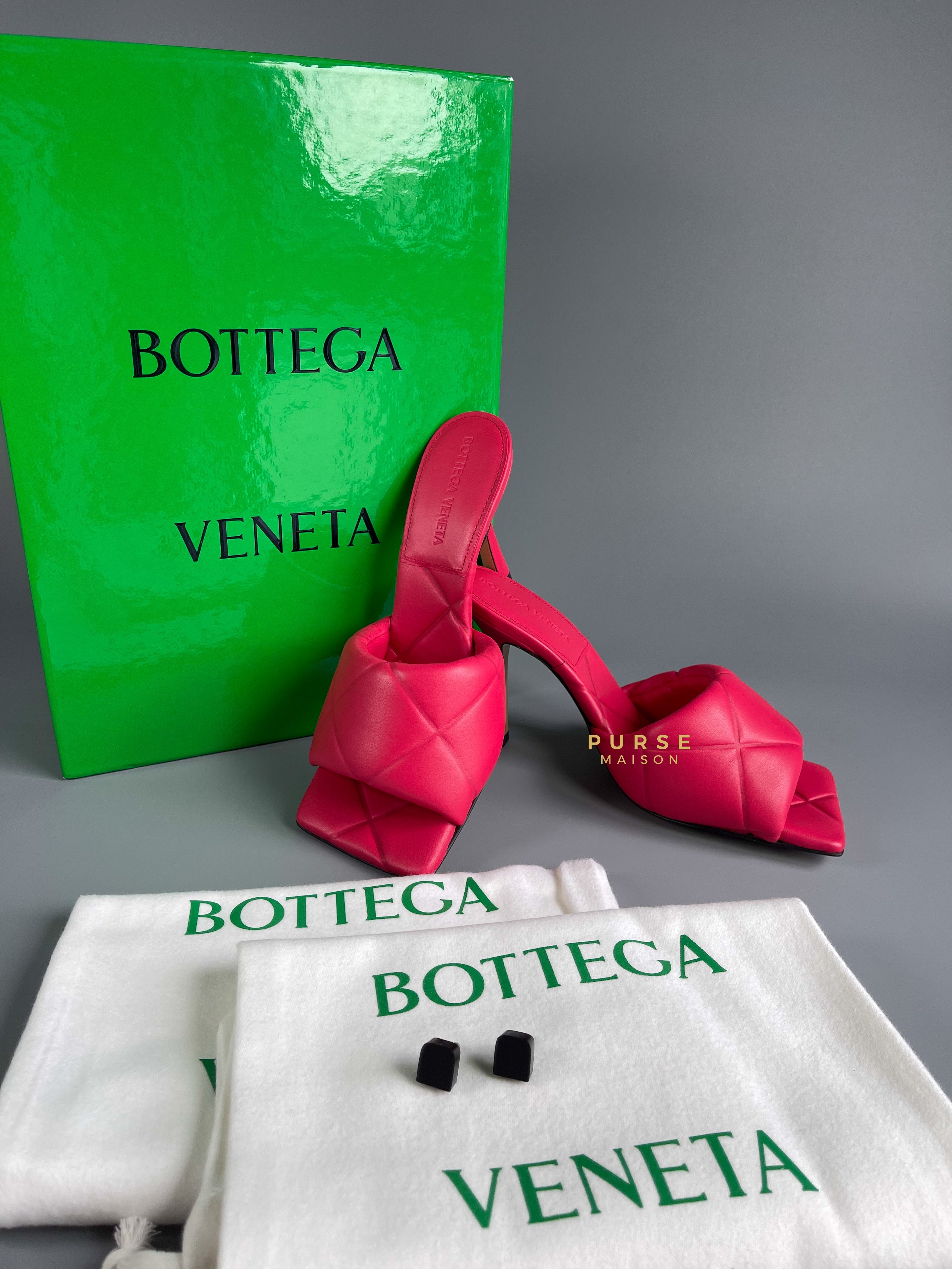 Bottega Veneta The Rubber Libo Quilted Embossed Lagoon Nappa Rose Pink Sandals (Size 36 EU, 23.5cm) | Purse Maison Luxury Bags Shop