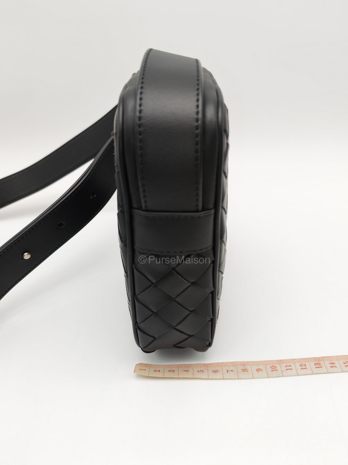 Bottega Veneta Zipped Phone Pouch Bag in Black Intrecciato Woven Leather & Silver Hardware | Purse Maison Luxury Bags Shop