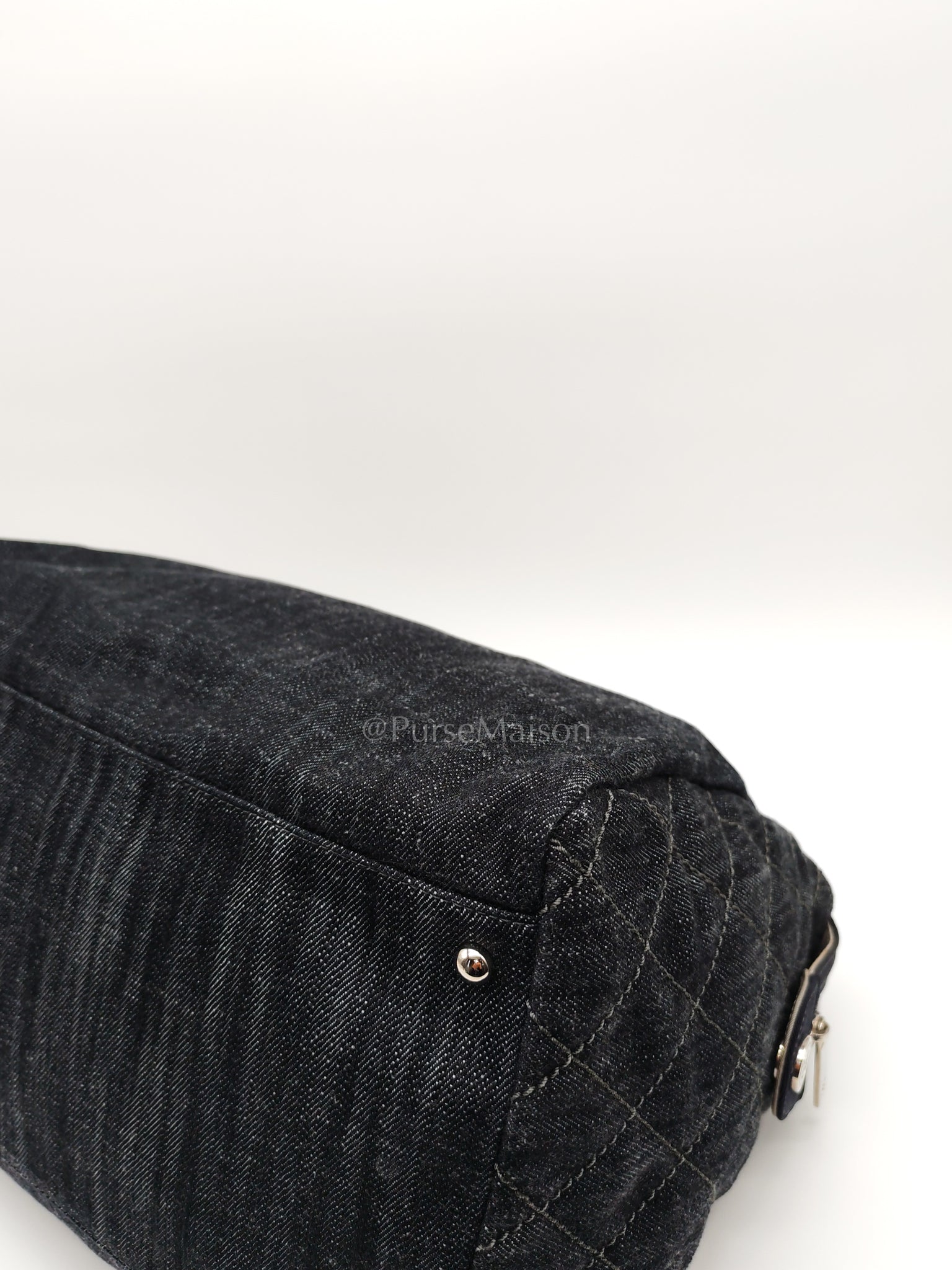 Bowling Bag Dark Blue Denim in Silver Hardware (Series 13) | Purse Maison Luxury Bags Shop