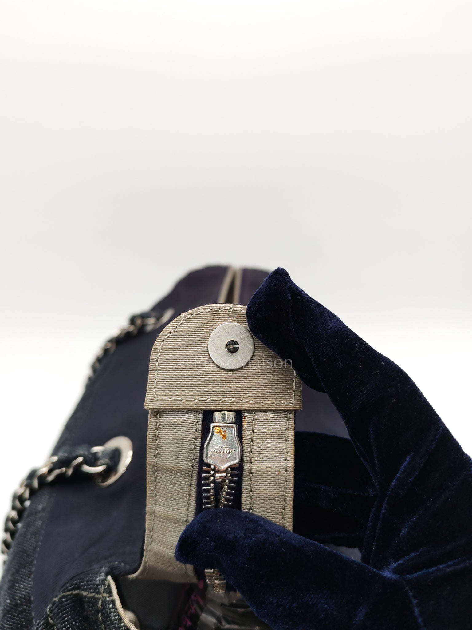 Bowling Bag Dark Blue Denim in Silver Hardware (Series 13) | Purse Maison Luxury Bags Shop