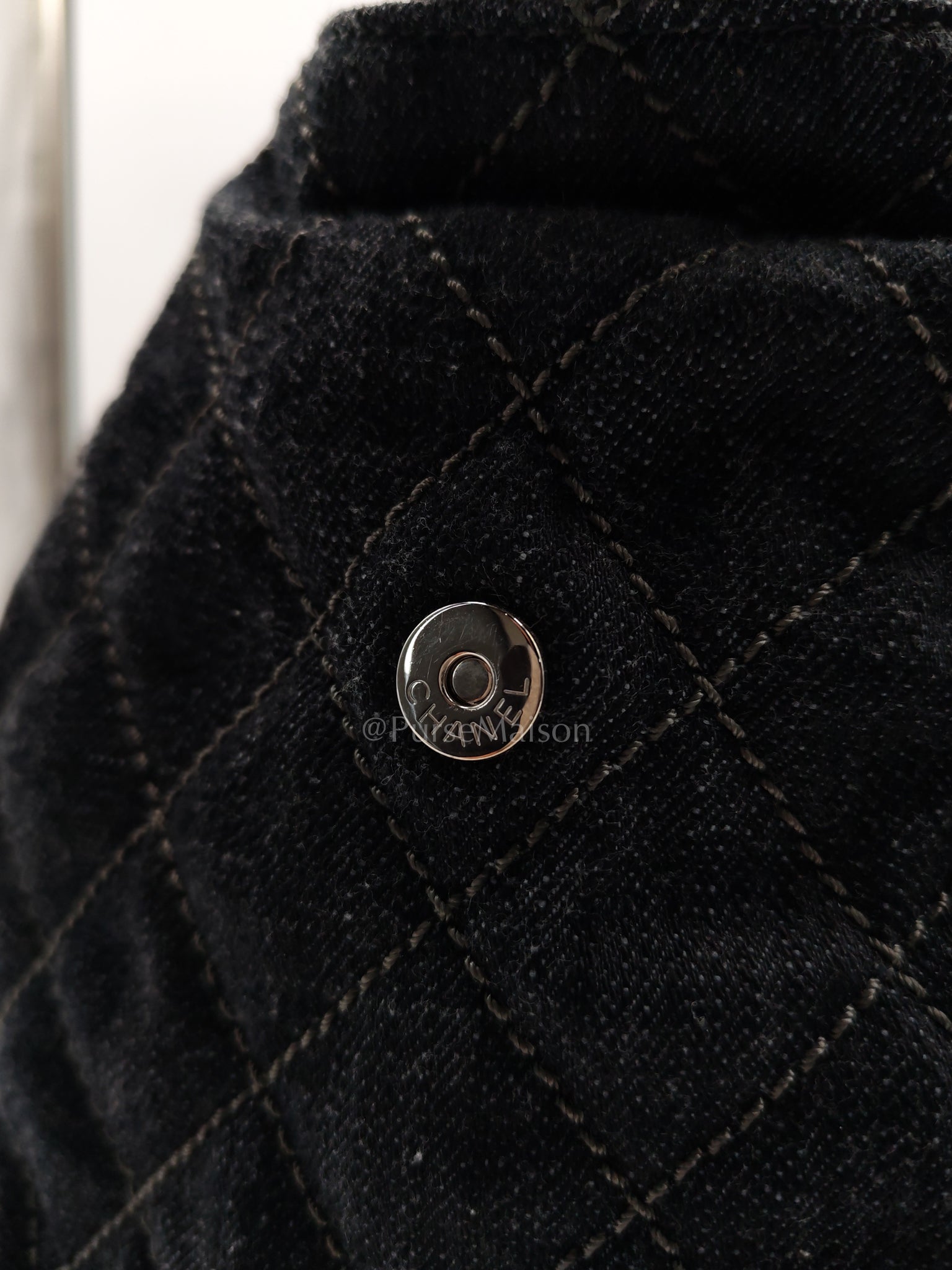 Bowling Bag Dark Blue Denim in Silver Hardware (Series 13) | Purse Maison Luxury Bags Shop