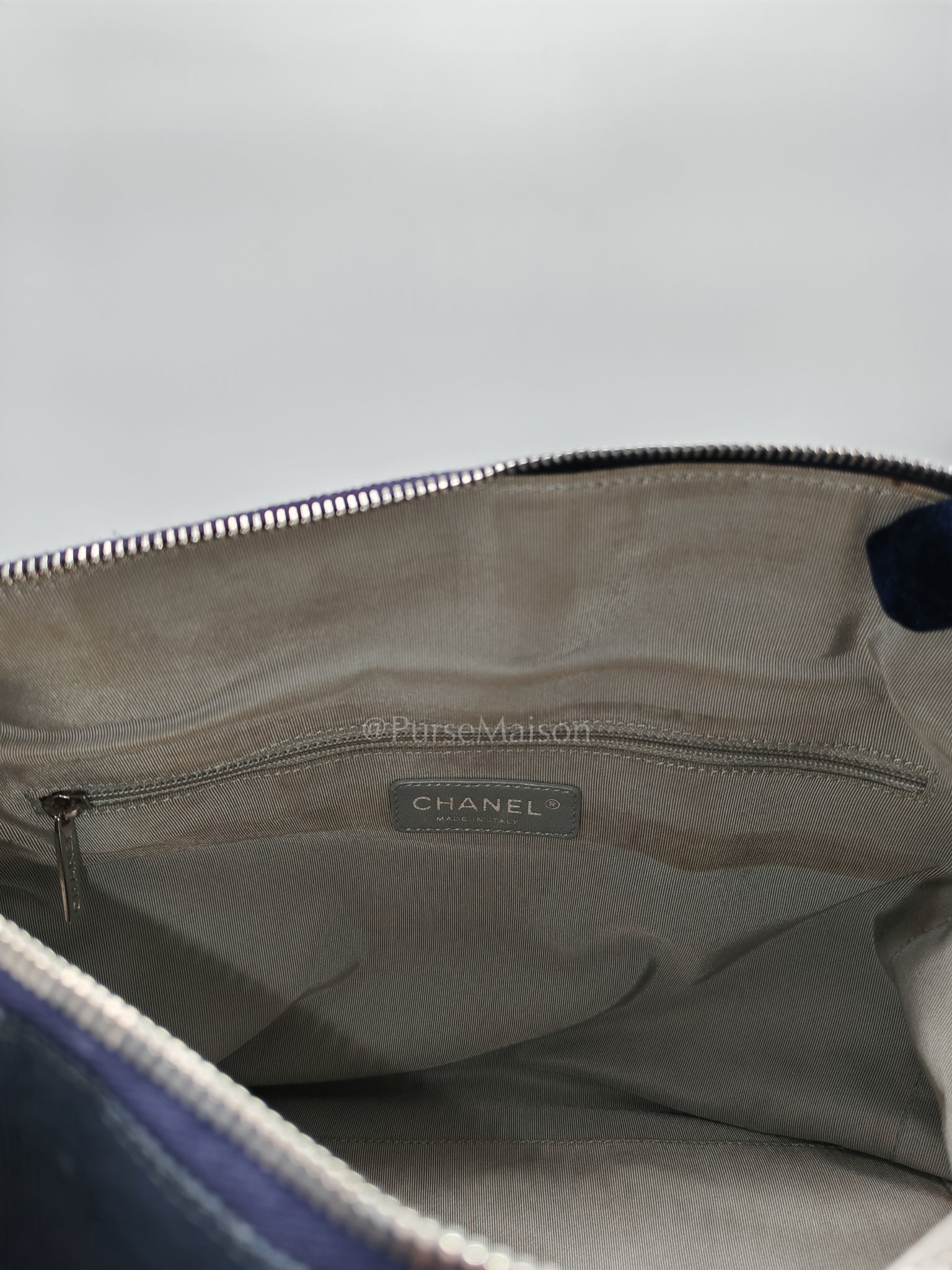 Bowling Bag Dark Blue Denim in Silver Hardware (Series 13) | Purse Maison Luxury Bags Shop