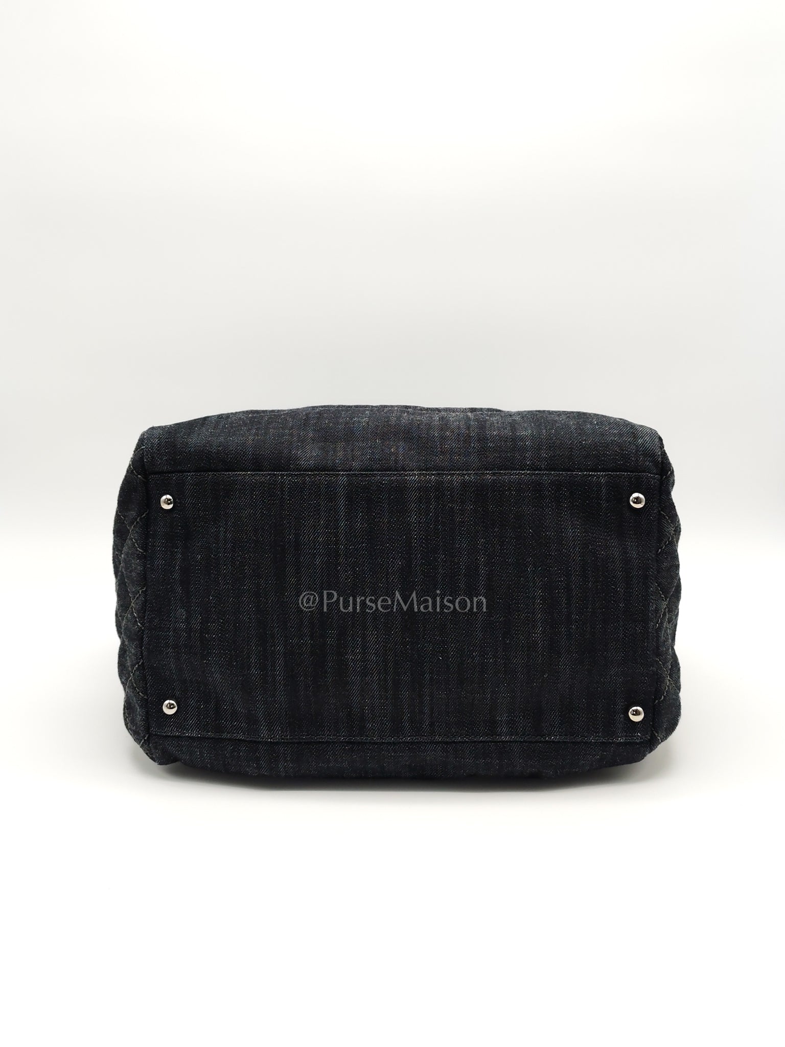 Bowling Bag Dark Blue Denim in Silver Hardware (Series 13) | Purse Maison Luxury Bags Shop