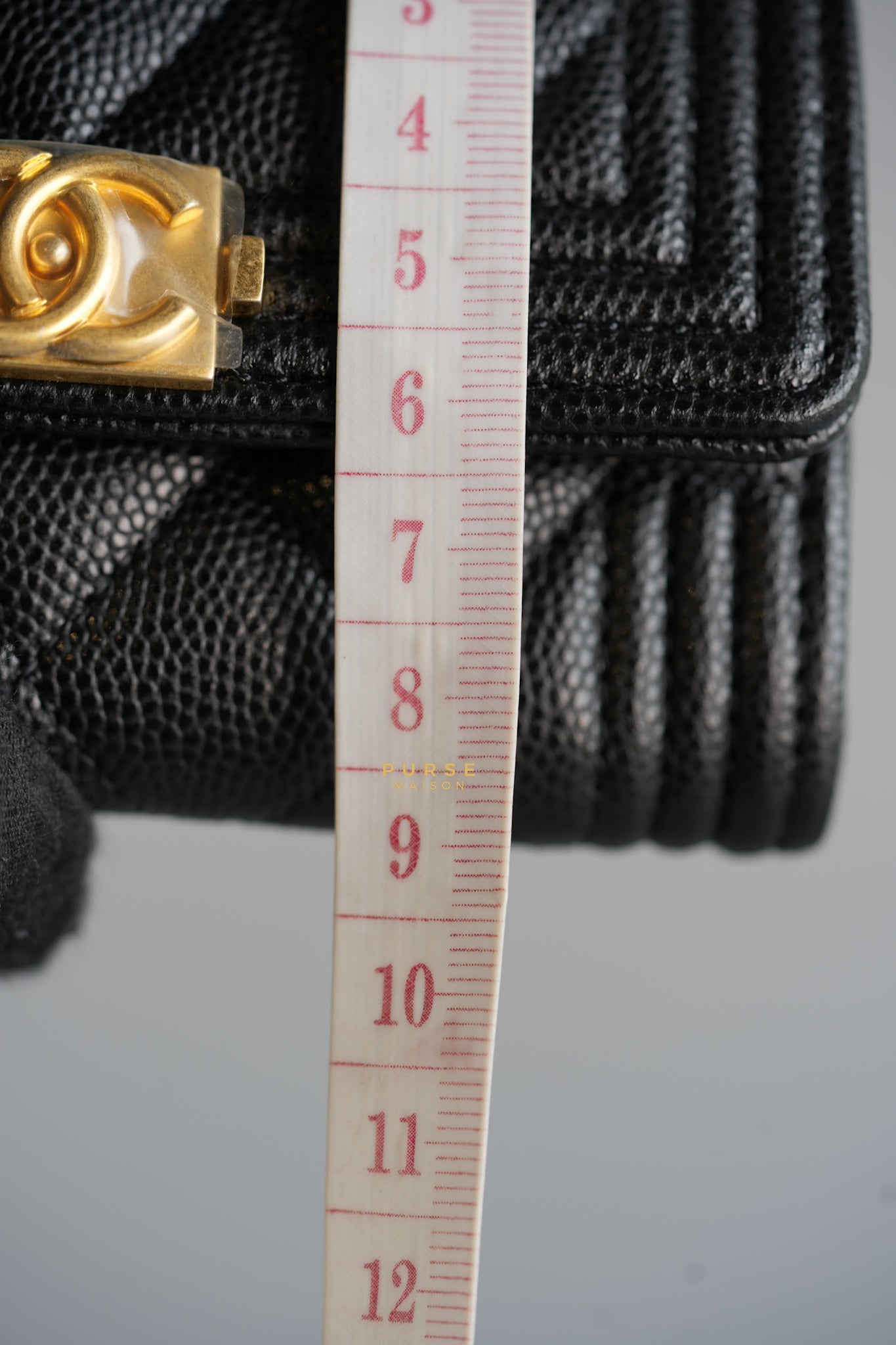 Boy Card Holder Quilted in Black Caviar & Aged Gold Hardware (Microchip) | Purse Maison Luxury Bags Shop