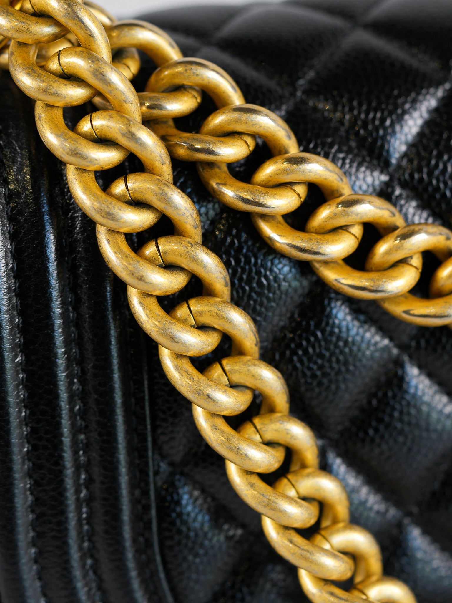 Boy Crescent Black Quilted Caviar Leather Aged Gold Hardware (Microchip) | Purse Maison Luxury Bags Shop