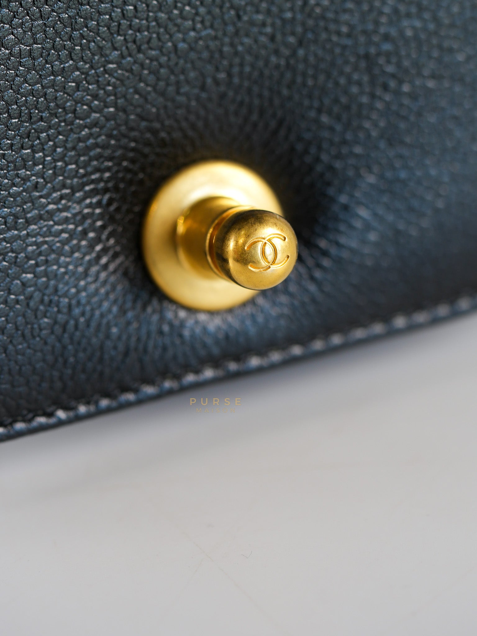 Boy Crescent Black Quilted Caviar Leather Aged Gold Hardware (Microchip) | Purse Maison Luxury Bags Shop