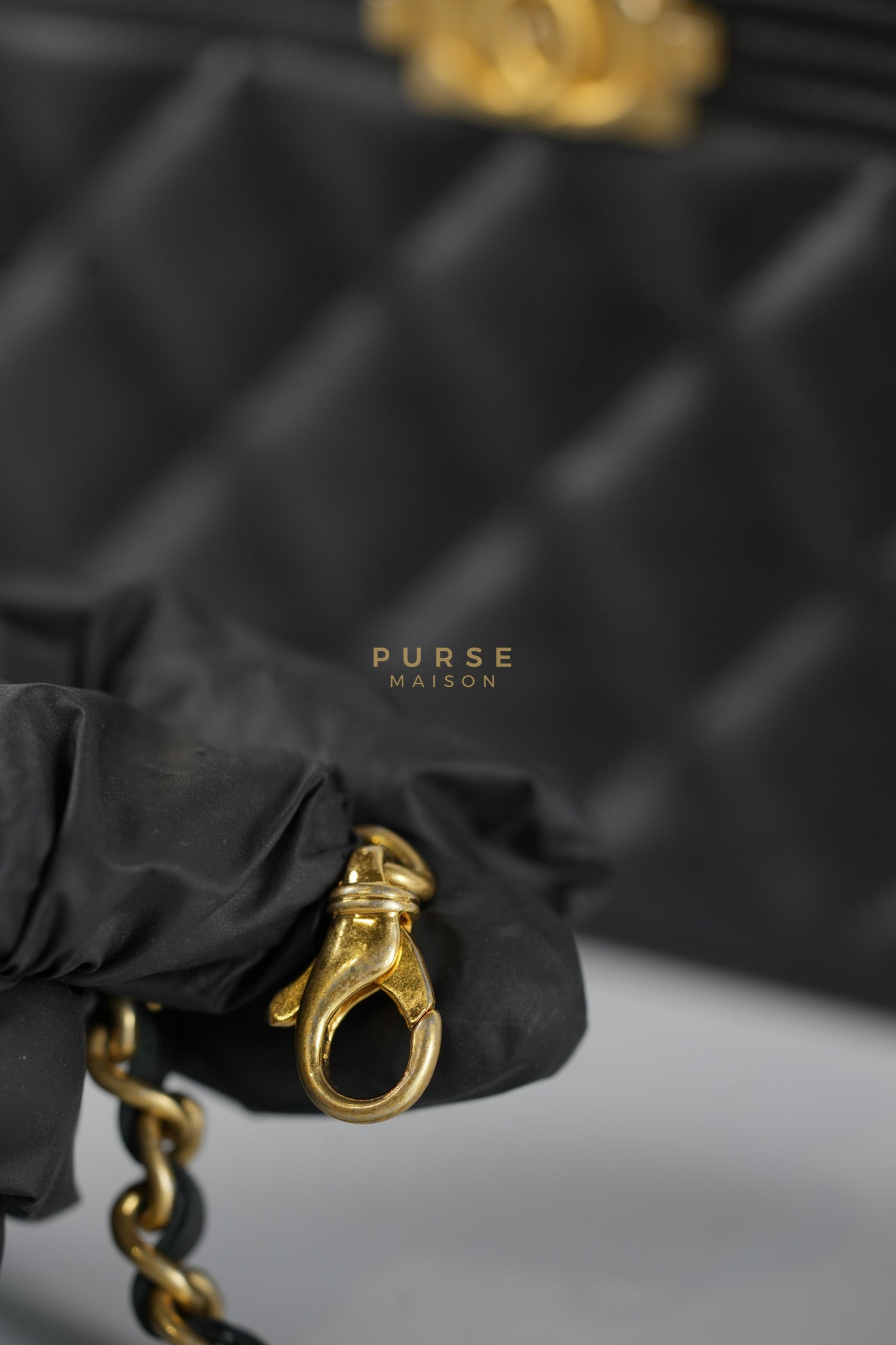 Boy Double Zip Wallet On Chain in Black Quilted Lambskin Leather & Aged Gold Hardware Series 24 | Purse Maison Luxury Bags Shop