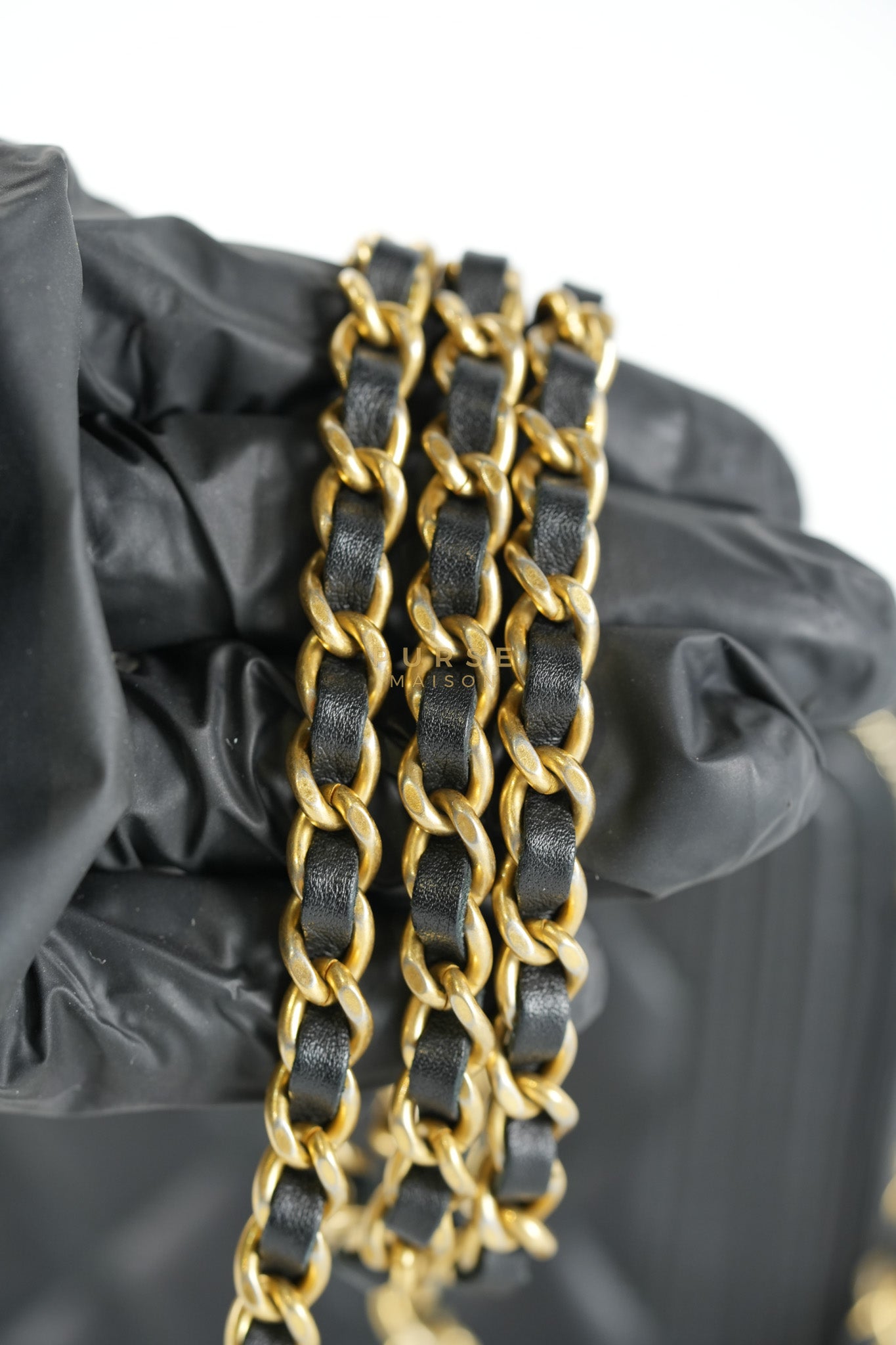 Boy Double Zip Wallet On Chain in Black Quilted Lambskin Leather & Aged Gold Hardware Series 24 | Purse Maison Luxury Bags Shop