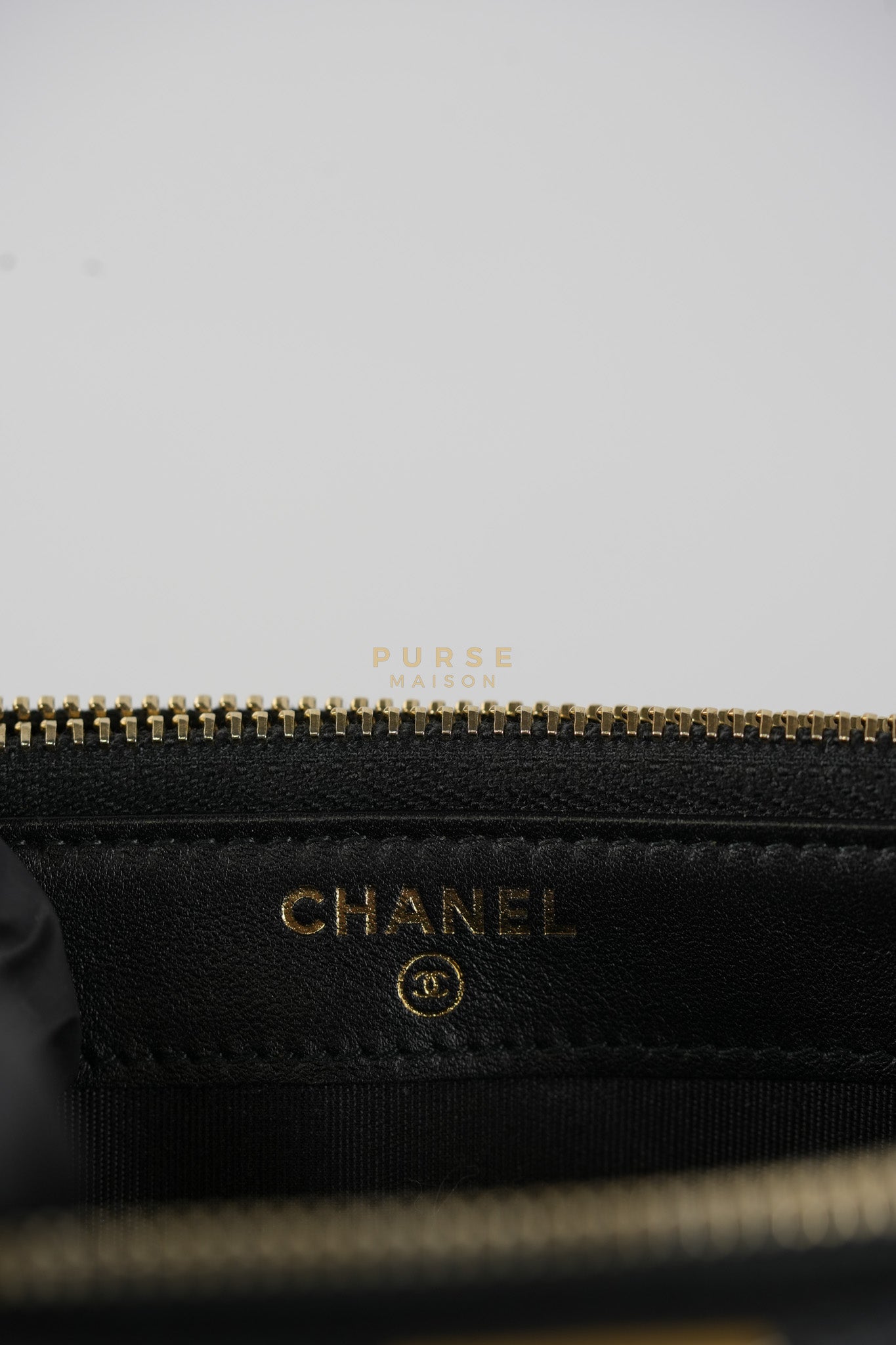 Boy Double Zip Wallet On Chain in Black Quilted Lambskin Leather & Aged Gold Hardware Series 24 | Purse Maison Luxury Bags Shop