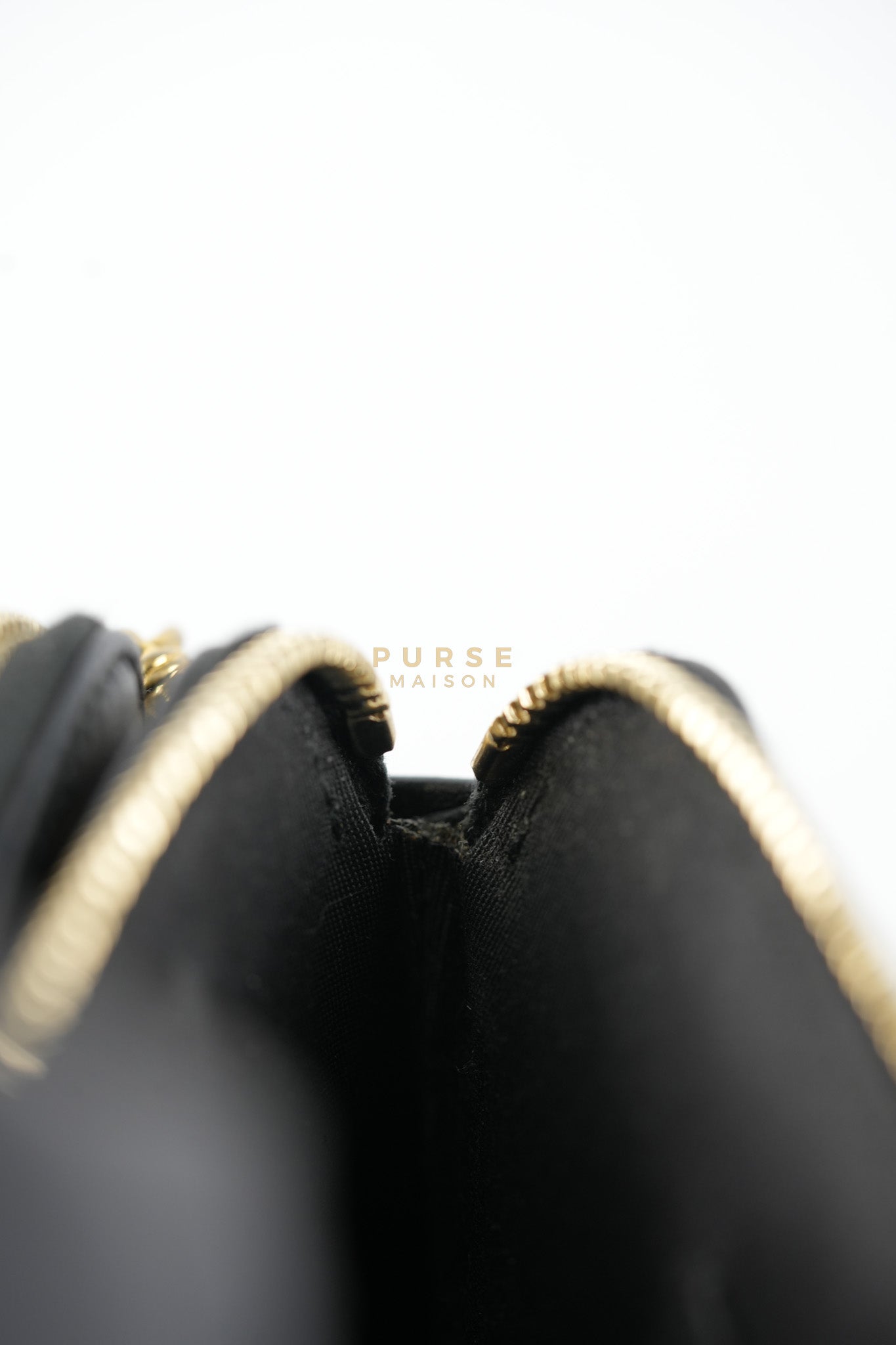 Boy Double Zip Wallet On Chain in Black Quilted Lambskin Leather & Aged Gold Hardware Series 24 | Purse Maison Luxury Bags Shop