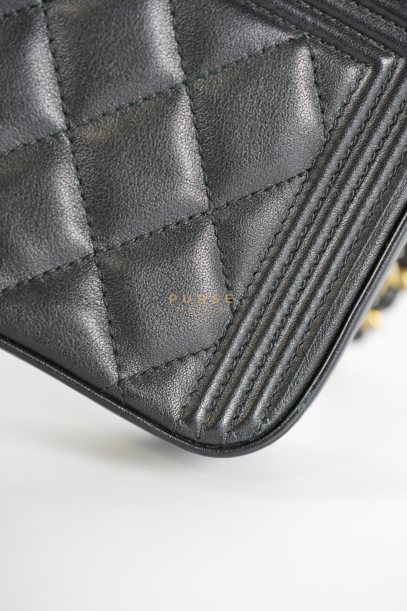 Boy Double Zip Wallet On Chain in Black Quilted Lambskin Leather & Aged Gold Hardware Series 24 | Purse Maison Luxury Bags Shop
