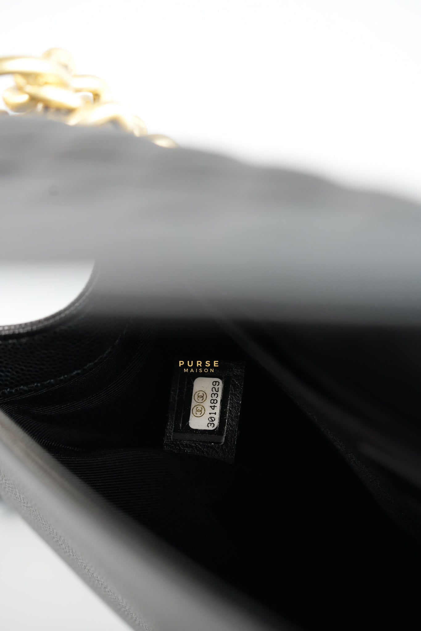Boy Medium Black Quilted Caviar and Aged Gold Hardware Series 30 | Purse Maison Luxury Bags Shop