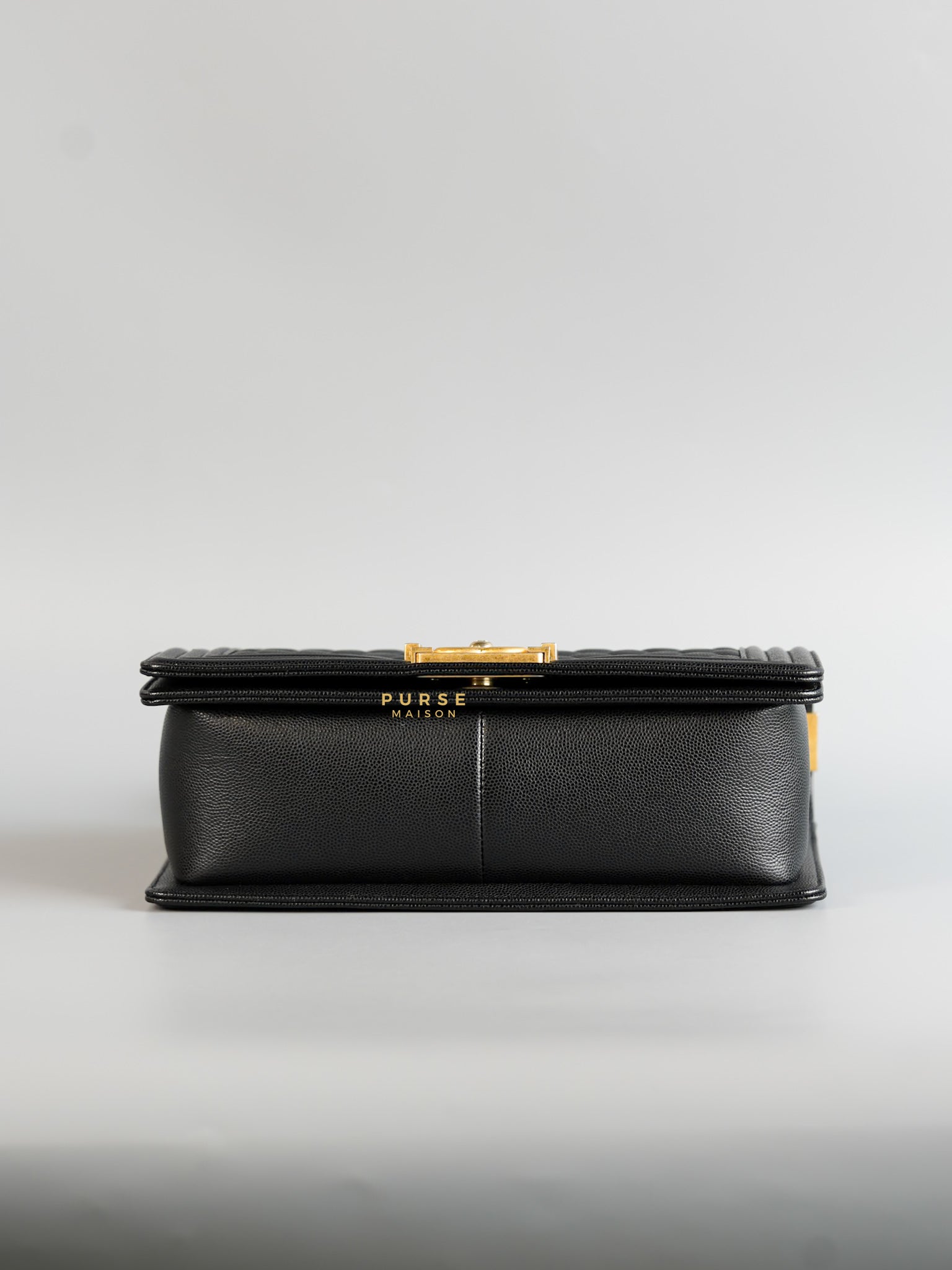 Boy Medium Black Quilted Caviar and Aged Gold Hardware Series 30 | Purse Maison Luxury Bags Shop