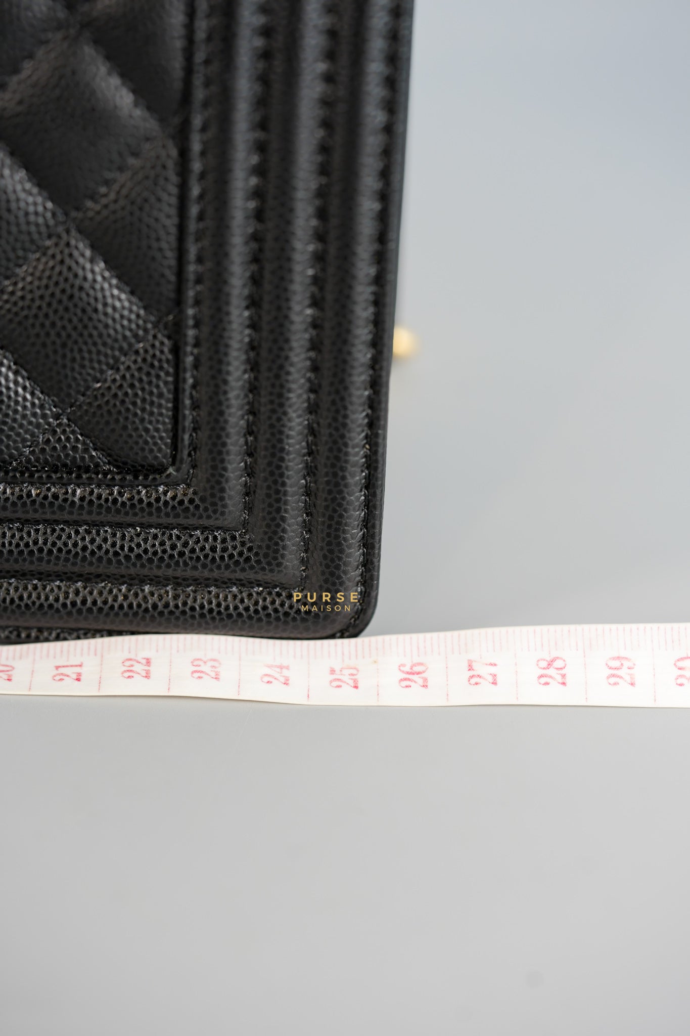Boy Medium Black Quilted Caviar and Aged Gold Hardware Series 30 | Purse Maison Luxury Bags Shop