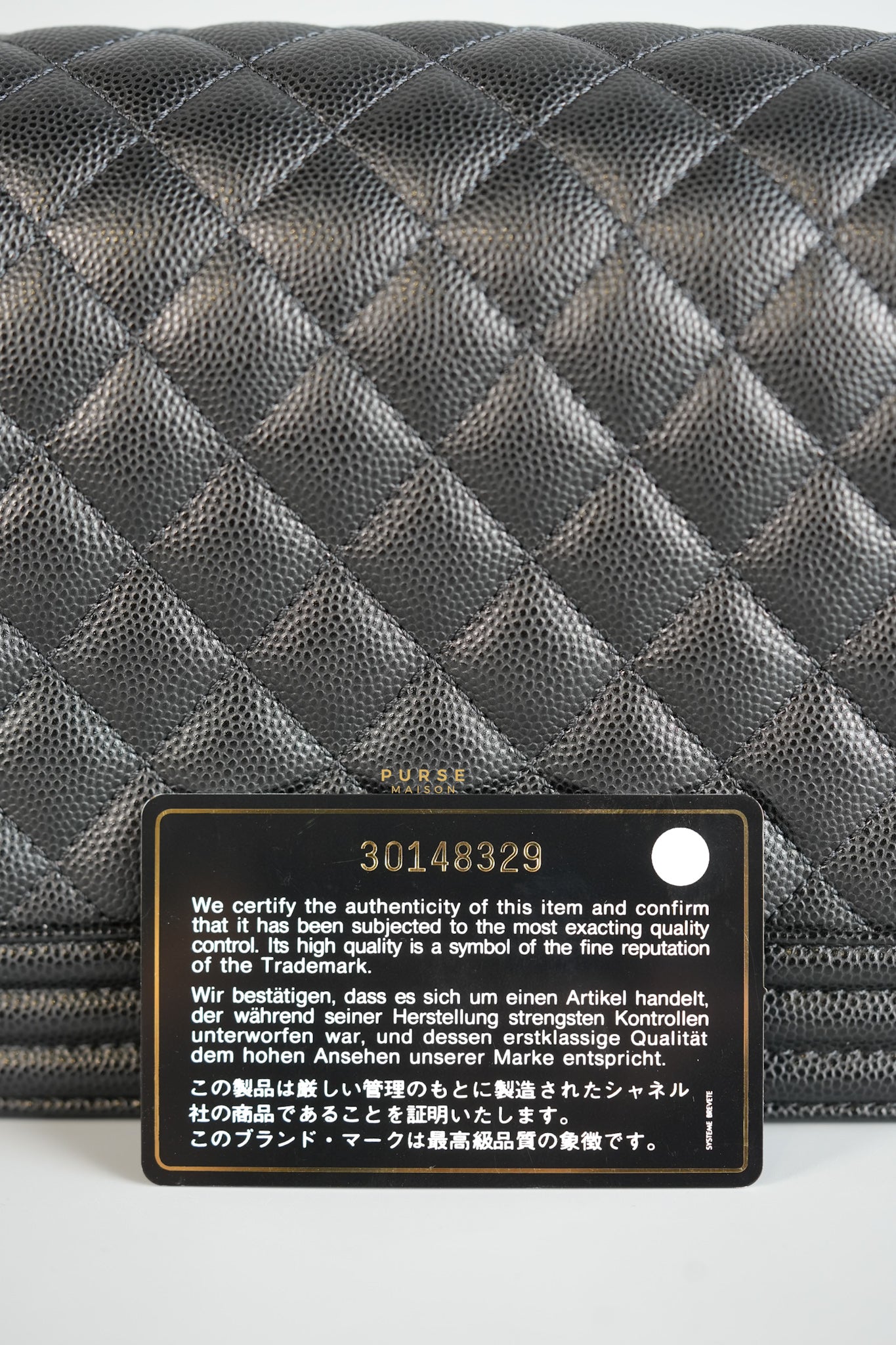 Boy Medium Black Quilted Caviar and Aged Gold Hardware Series 30 | Purse Maison Luxury Bags Shop