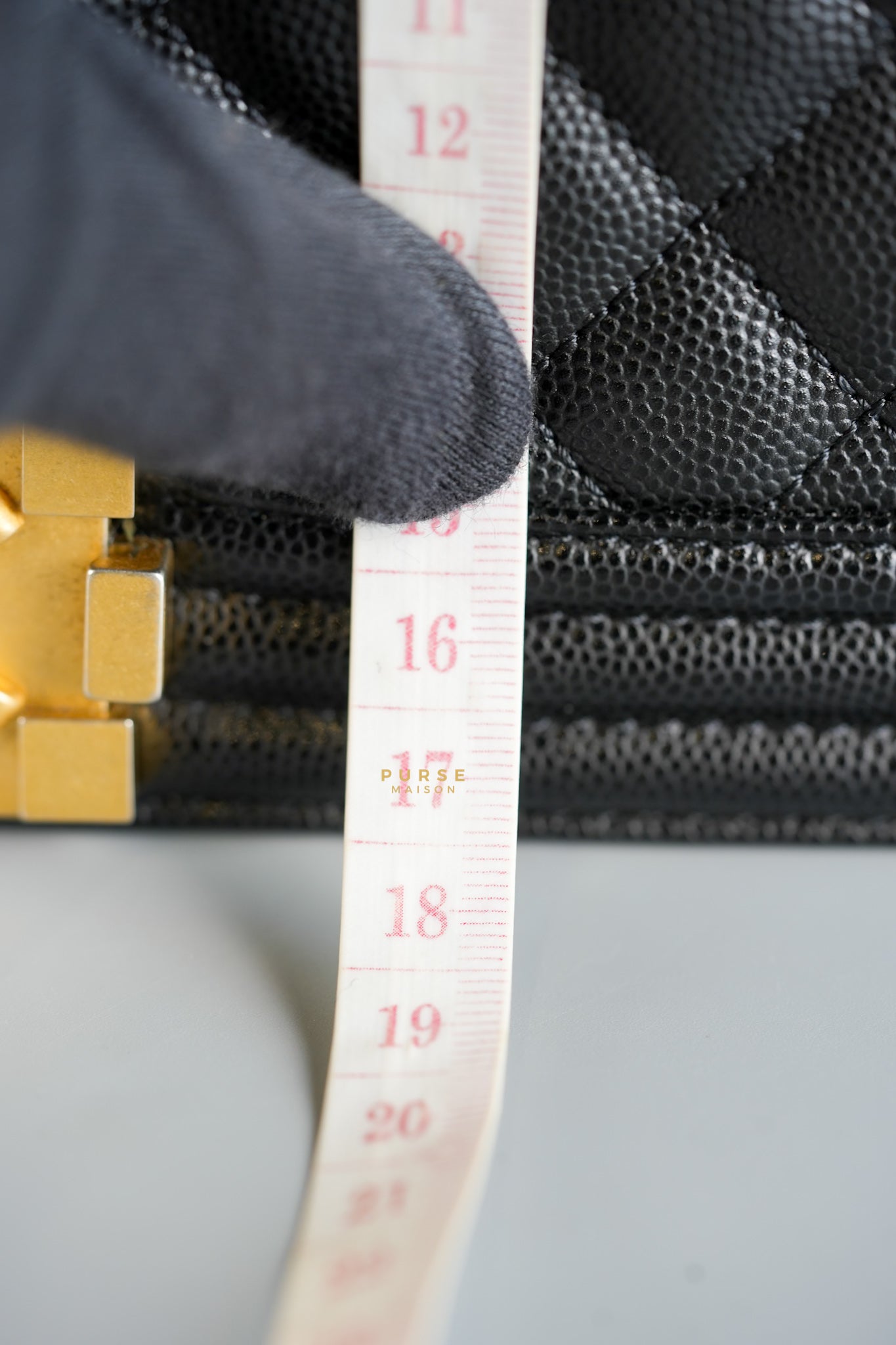 Boy Medium Black Quilted Caviar and Aged Gold Hardware Series 30 | Purse Maison Luxury Bags Shop