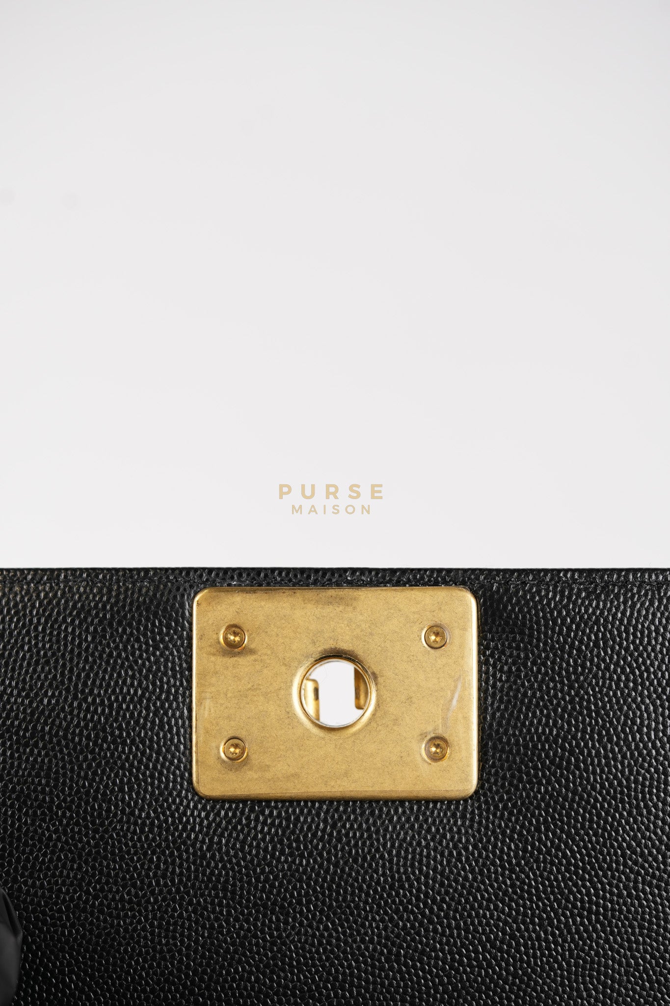 Boy Medium in Black Caviar Leather and Aged Gold Hardware (Microchip) | Purse Maison Luxury Bags Shop