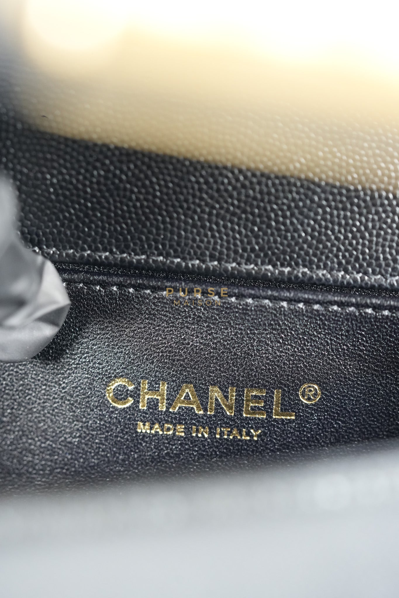 Boy Medium in Black Caviar Leather and Aged Gold Hardware (Microchip) | Purse Maison Luxury Bags Shop