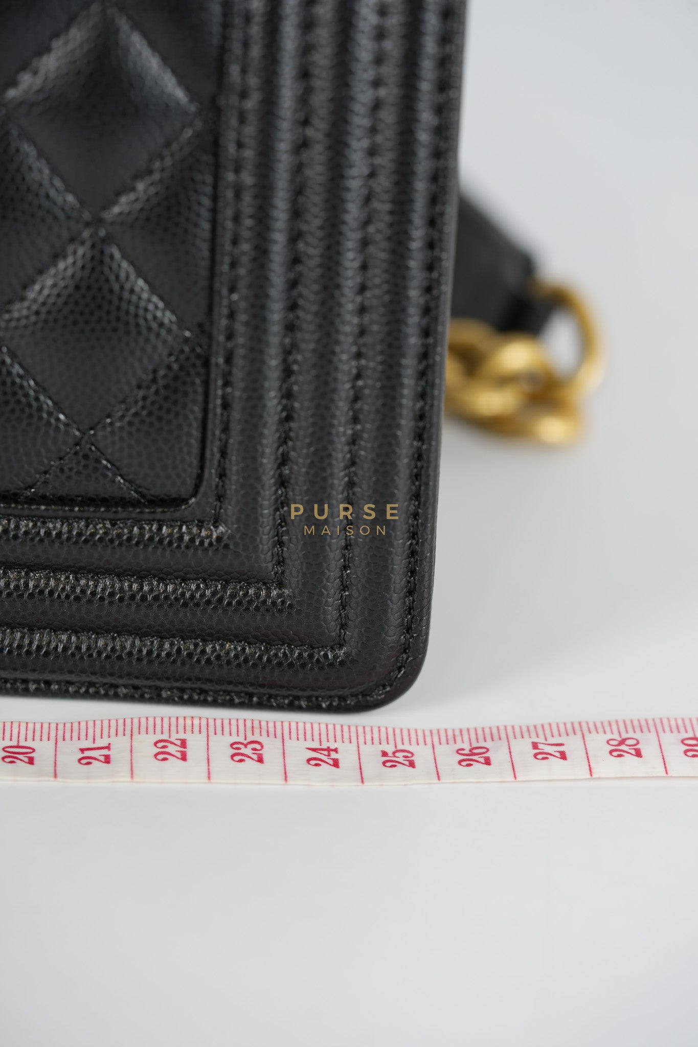Boy Medium in Black Caviar Leather and Aged Gold Hardware (Microchip) | Purse Maison Luxury Bags Shop