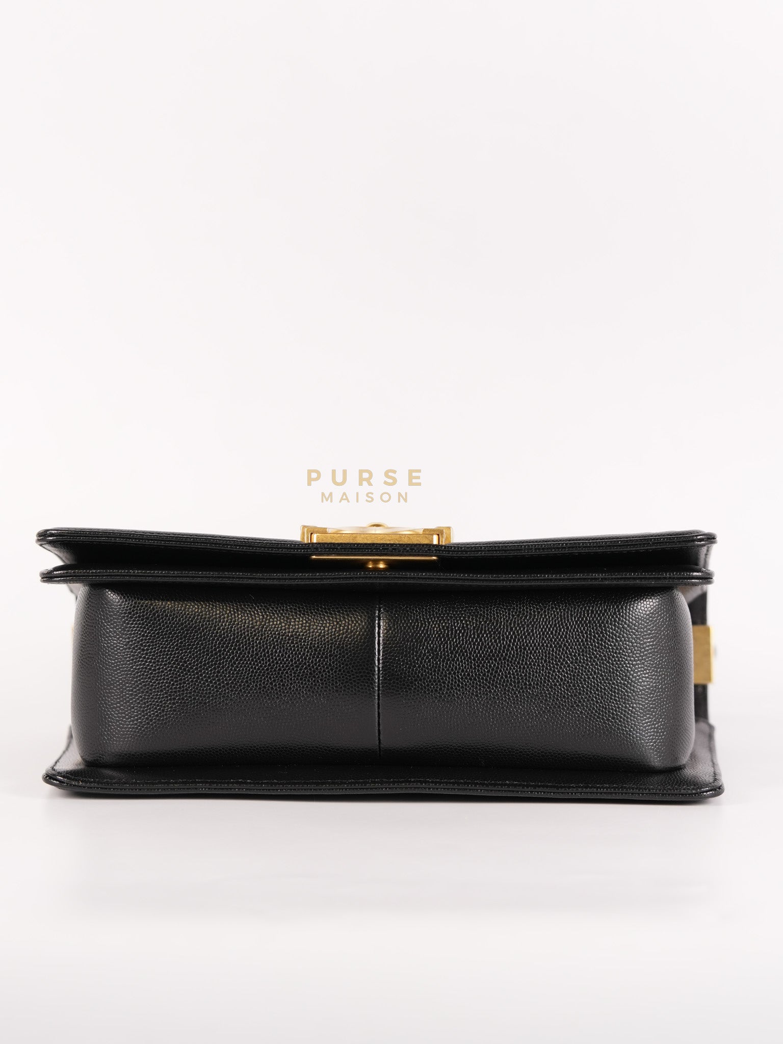 Boy Medium in Black Caviar Leather and Aged Gold Hardware (Microchip) | Purse Maison Luxury Bags Shop