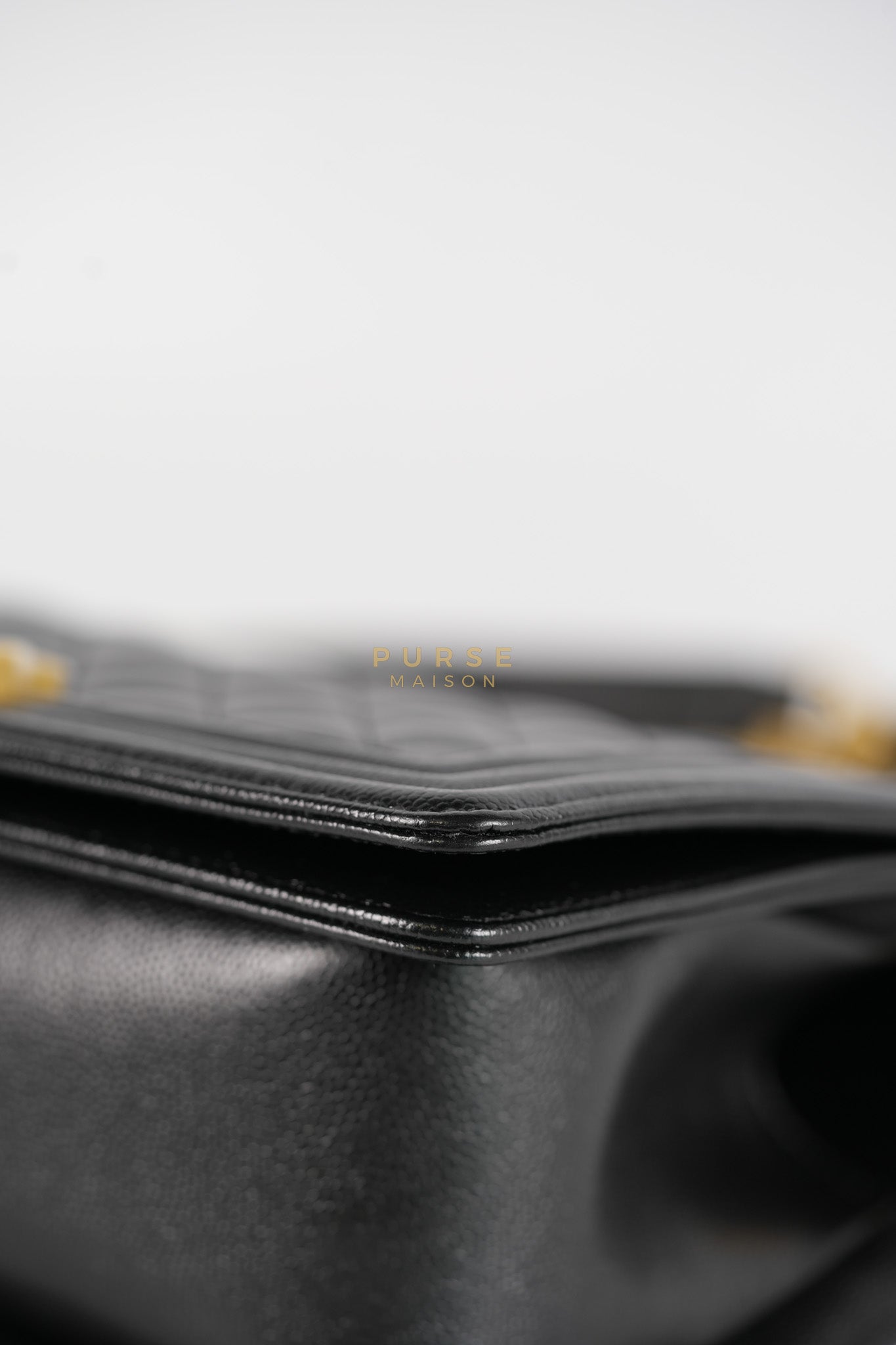 Boy Medium in Black Caviar Leather and Aged Gold Hardware (Microchip) | Purse Maison Luxury Bags Shop