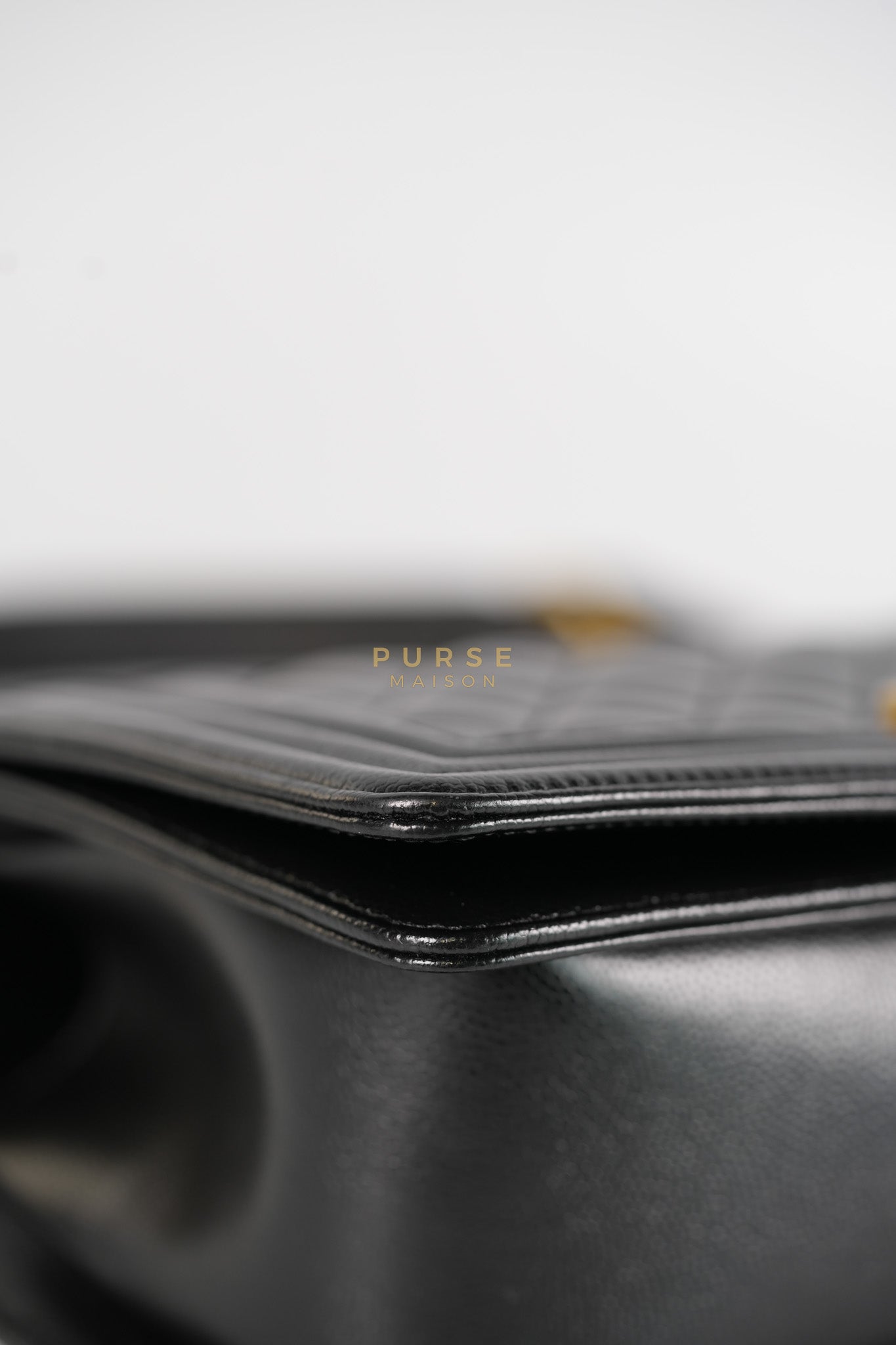 Boy Medium in Black Caviar Leather and Aged Gold Hardware (Microchip) | Purse Maison Luxury Bags Shop