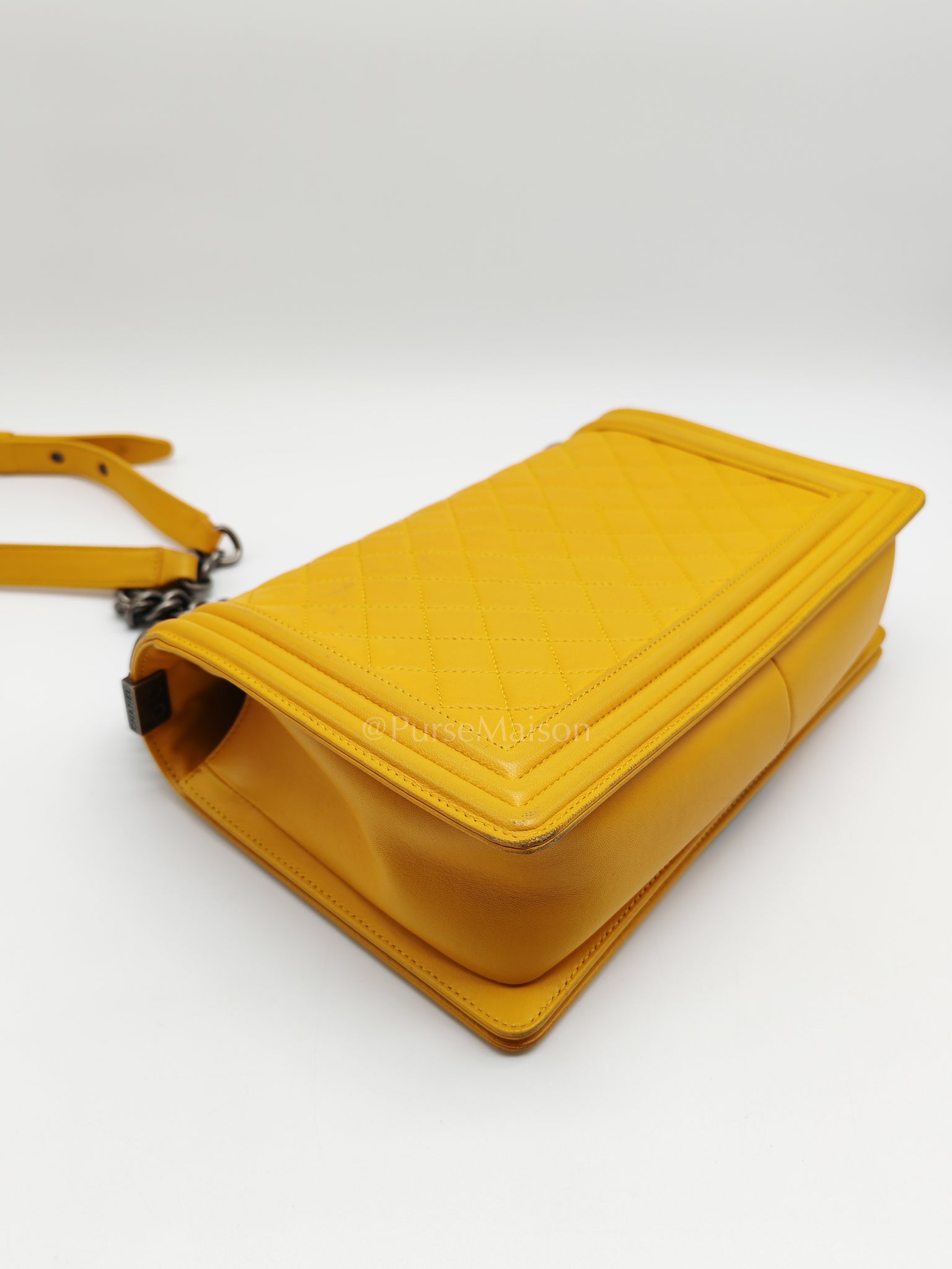Boy New Medium in Yellow Quilted Lambskin Leather and Ruthenium Hardware Series 20 | Purse Maison Luxury Bags Shop