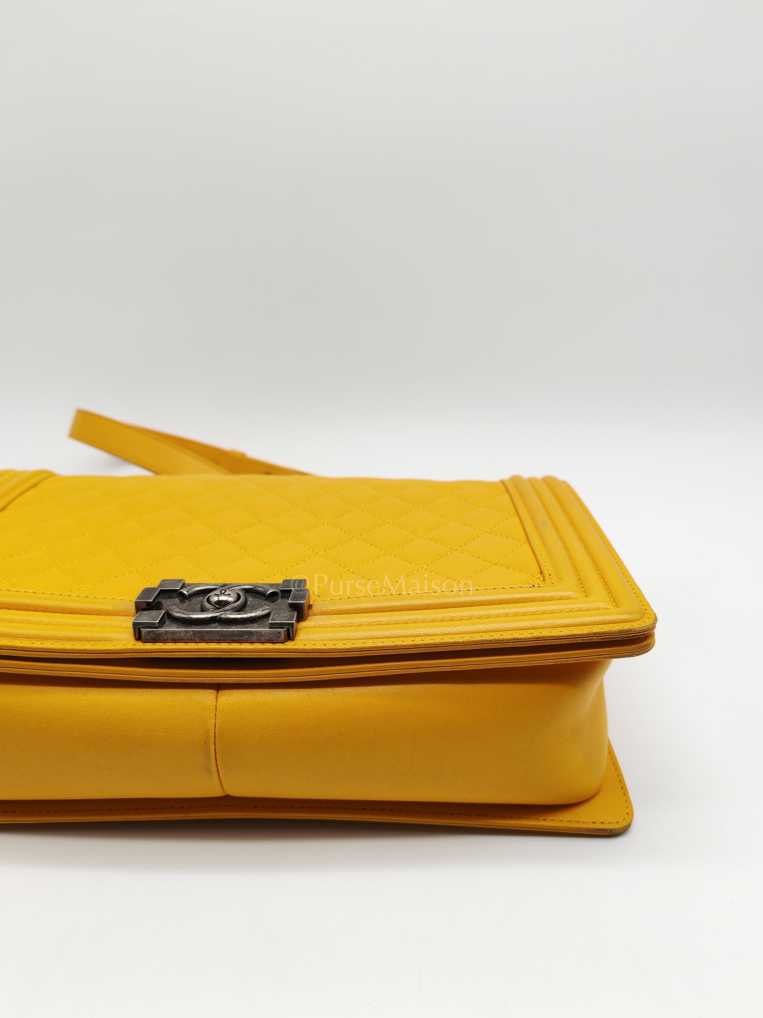 Boy New Medium in Yellow Quilted Lambskin Leather and Ruthenium Hardware Series 20 | Purse Maison Luxury Bags Shop