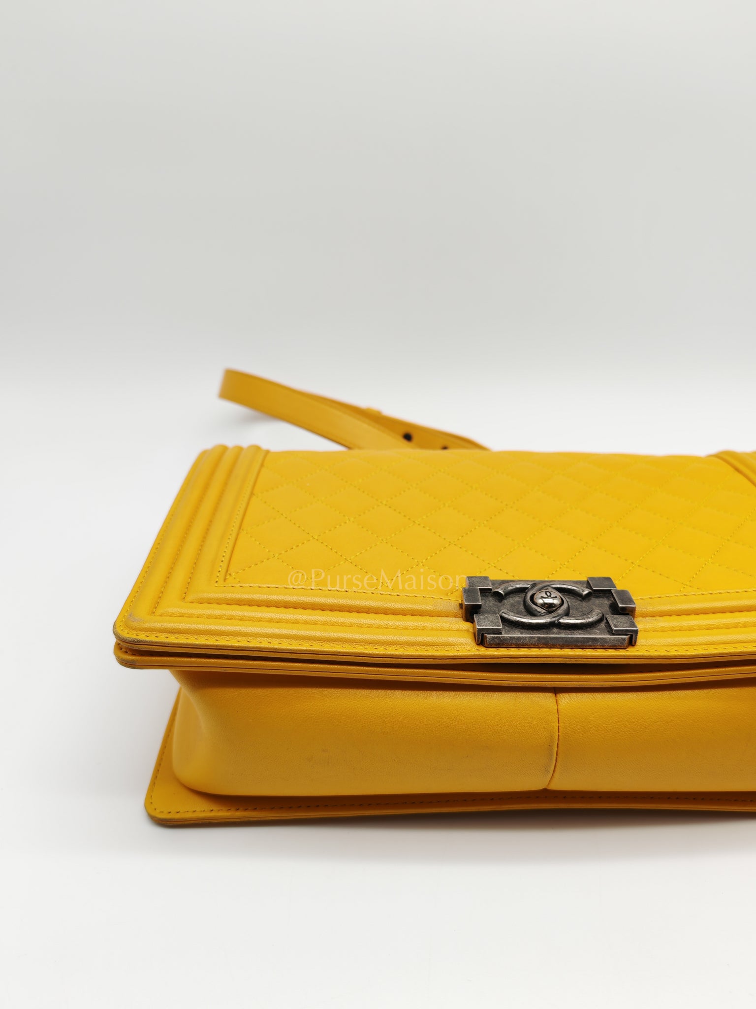 Boy New Medium in Yellow Quilted Lambskin Leather and Ruthenium Hardware Series 20 | Purse Maison Luxury Bags Shop