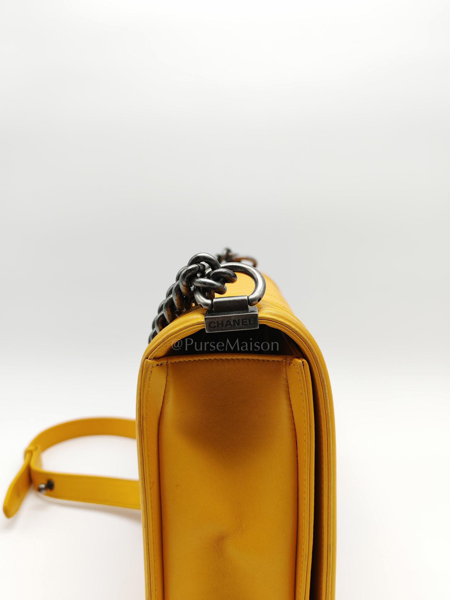 Boy New Medium in Yellow Quilted Lambskin Leather and Ruthenium Hardware Series 20 | Purse Maison Luxury Bags Shop
