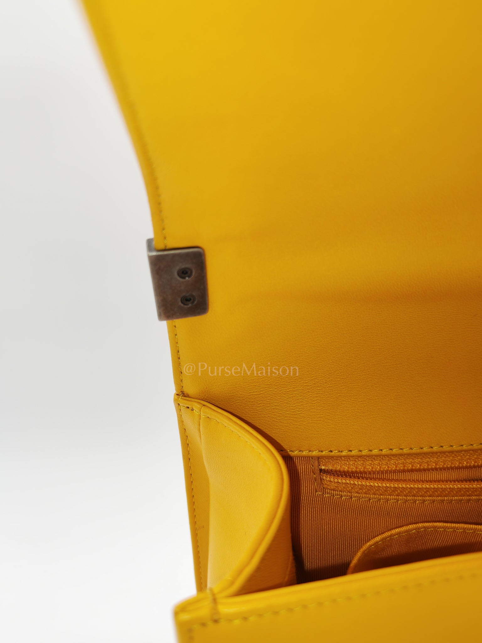 Boy New Medium in Yellow Quilted Lambskin Leather and Ruthenium Hardware Series 20 | Purse Maison Luxury Bags Shop