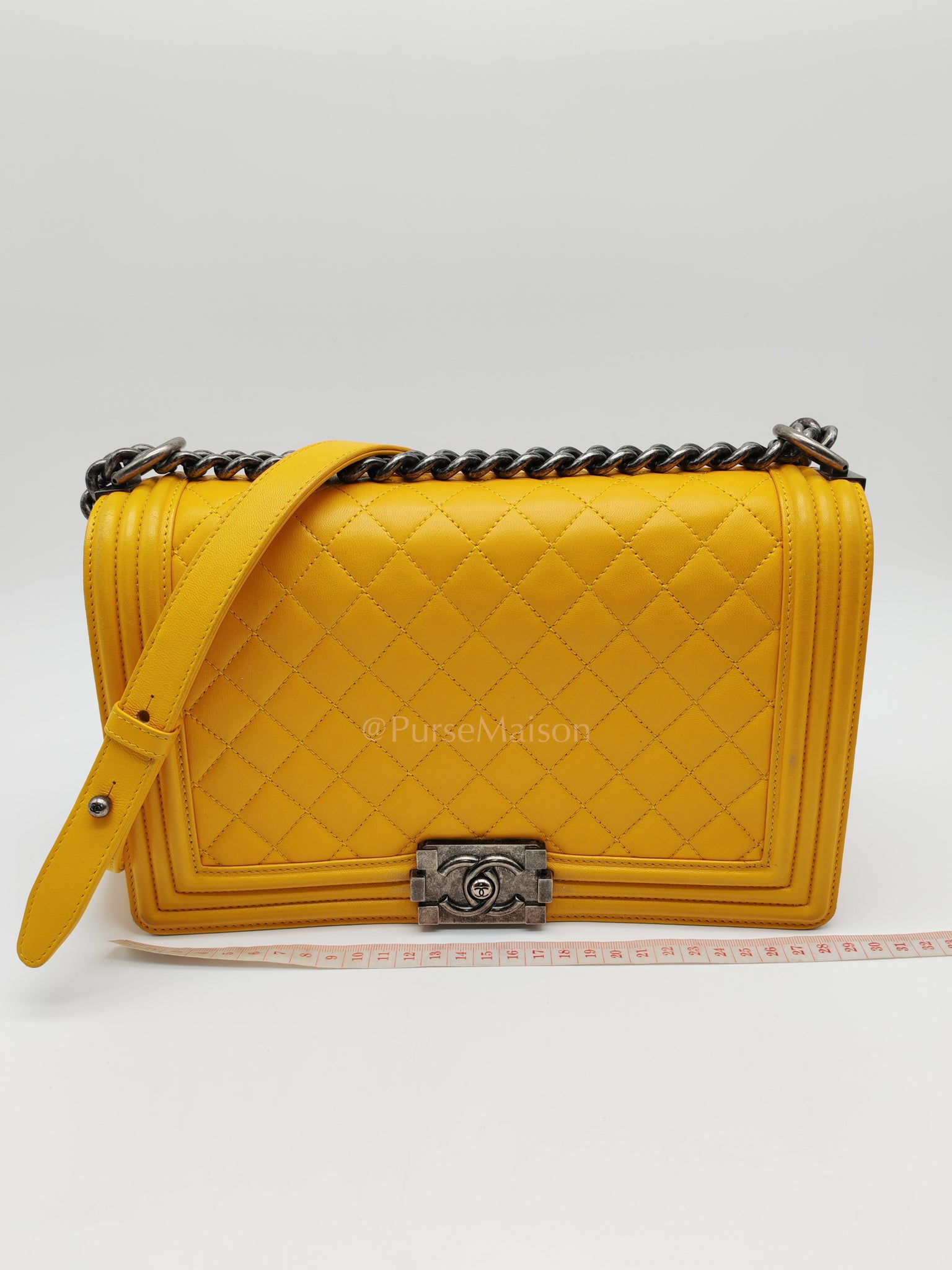 Boy New Medium in Yellow Quilted Lambskin Leather and Ruthenium Hardware Series 20 | Purse Maison Luxury Bags Shop