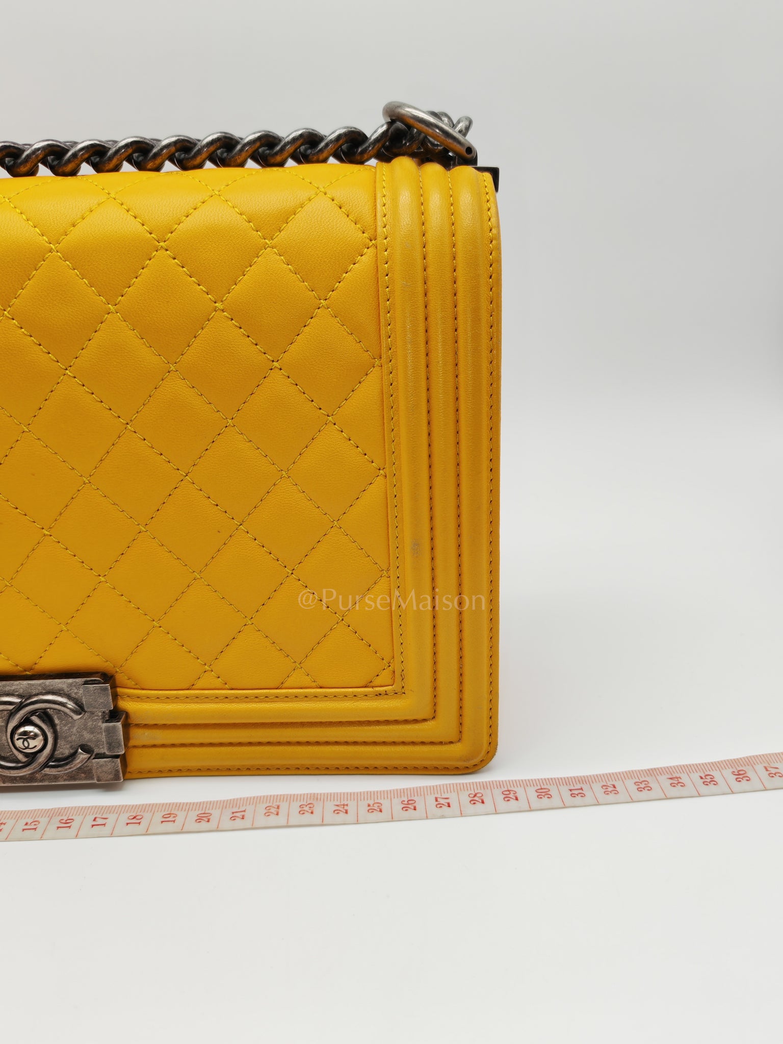 Boy New Medium in Yellow Quilted Lambskin Leather and Ruthenium Hardware Series 20 | Purse Maison Luxury Bags Shop
