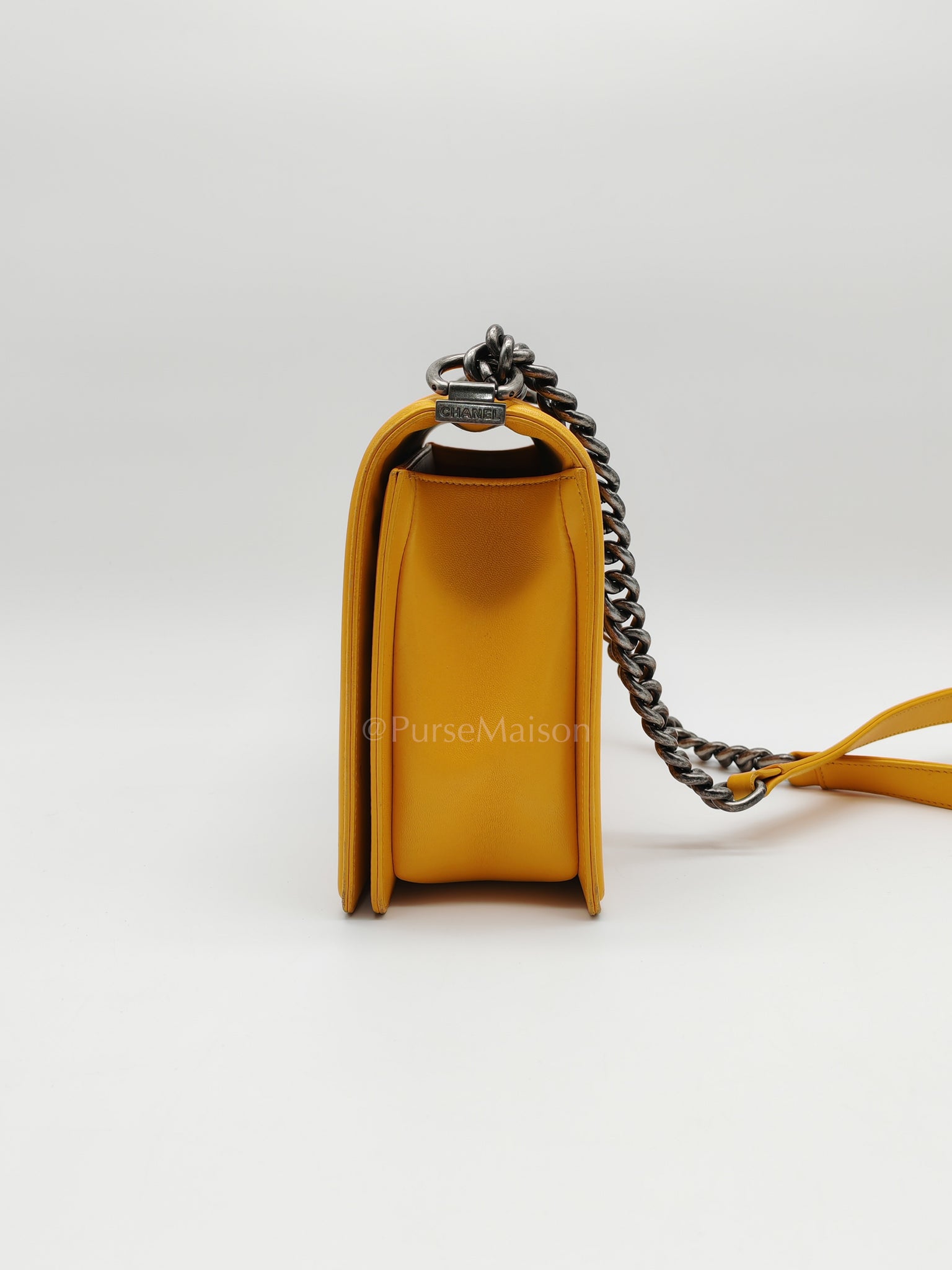 Boy New Medium in Yellow Quilted Lambskin Leather and Ruthenium Hardware Series 20 | Purse Maison Luxury Bags Shop