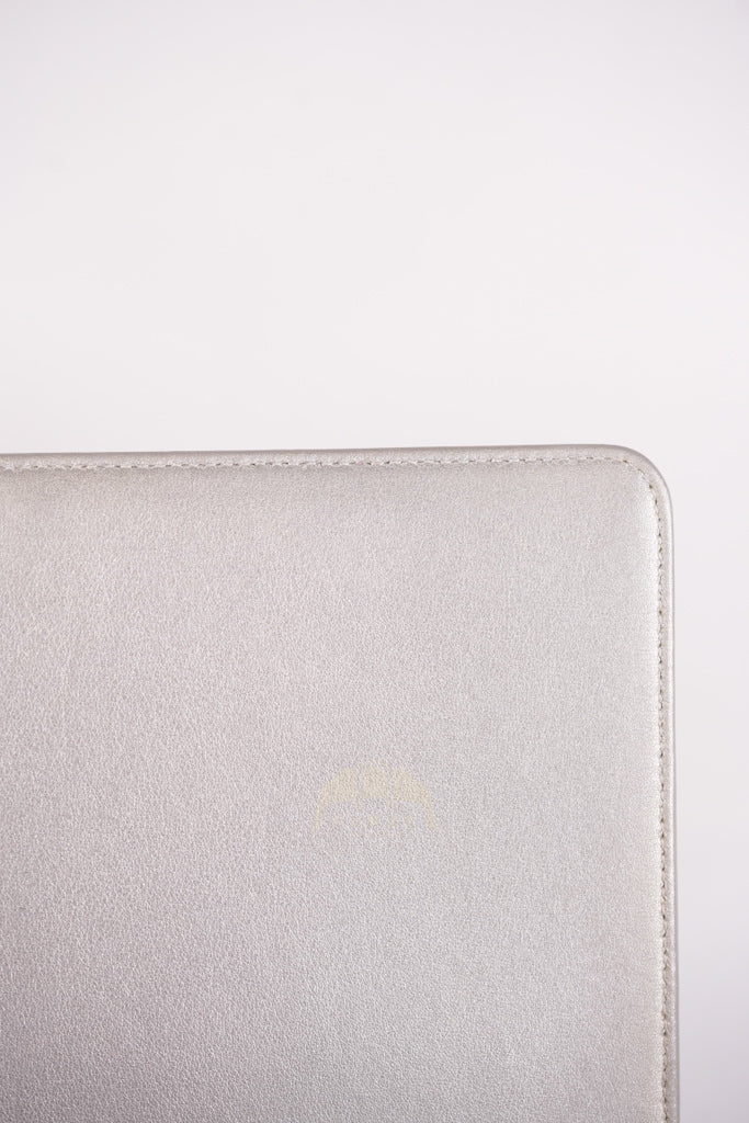 Boy New Medium Metallic Gray Calfskin Leather in Ruthenium Hardware Series 20 | Purse Maison Luxury Bags Shop