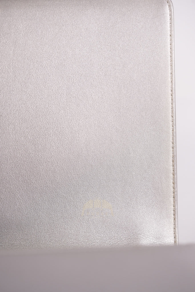 Boy New Medium Metallic Gray Calfskin Leather in Ruthenium Hardware Series 20 | Purse Maison Luxury Bags Shop