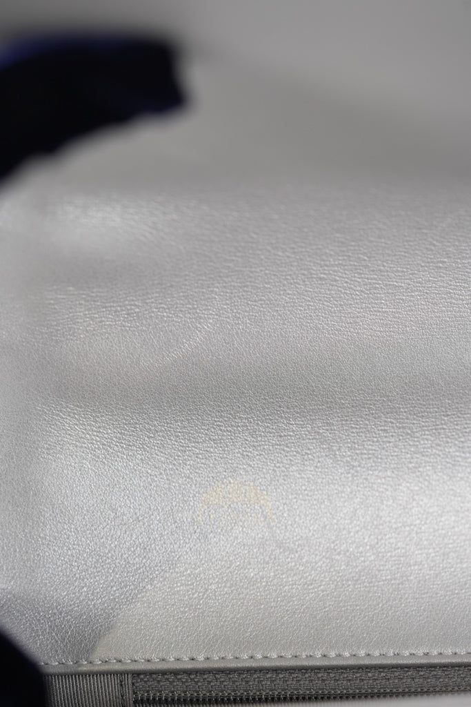 Boy New Medium Metallic Gray Calfskin Leather in Ruthenium Hardware Series 20 | Purse Maison Luxury Bags Shop