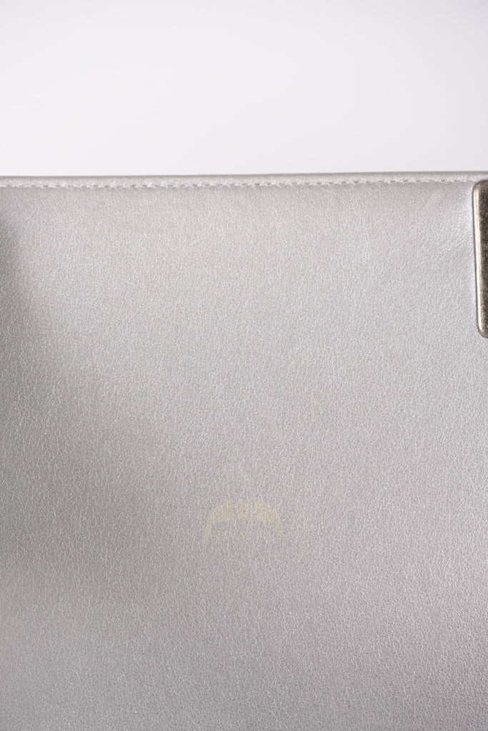 Boy New Medium Metallic Gray Calfskin Leather in Ruthenium Hardware Series 20 | Purse Maison Luxury Bags Shop