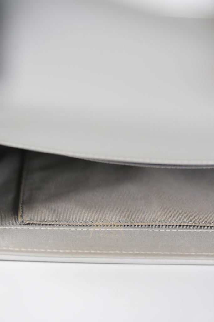 Boy New Medium Metallic Gray Calfskin Leather in Ruthenium Hardware Series 20 | Purse Maison Luxury Bags Shop