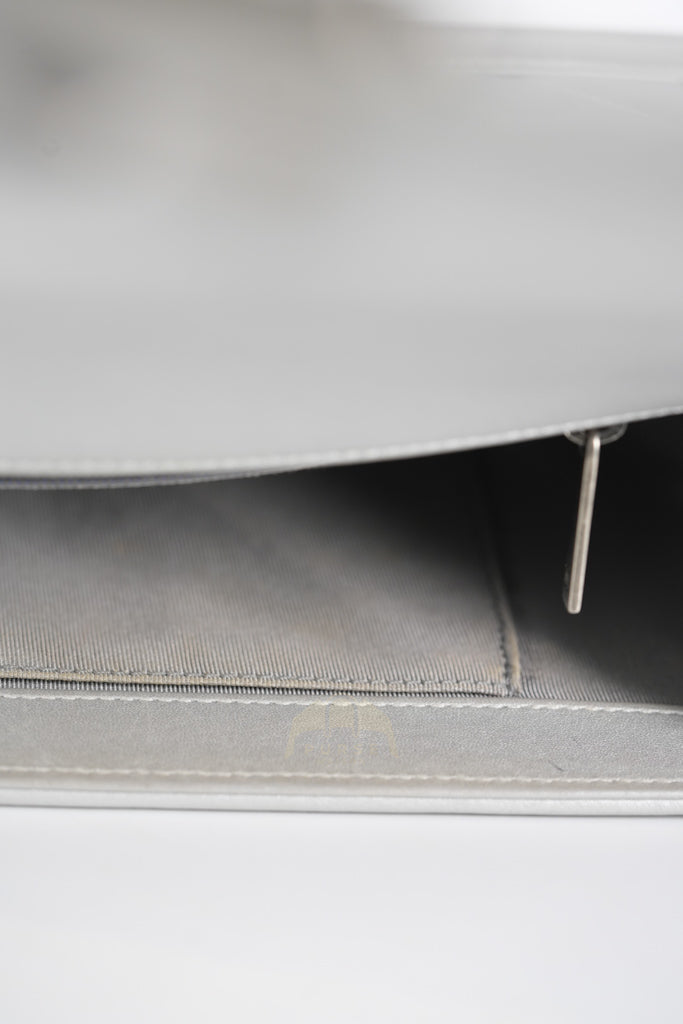 Boy New Medium Metallic Gray Calfskin Leather in Ruthenium Hardware Series 20 | Purse Maison Luxury Bags Shop