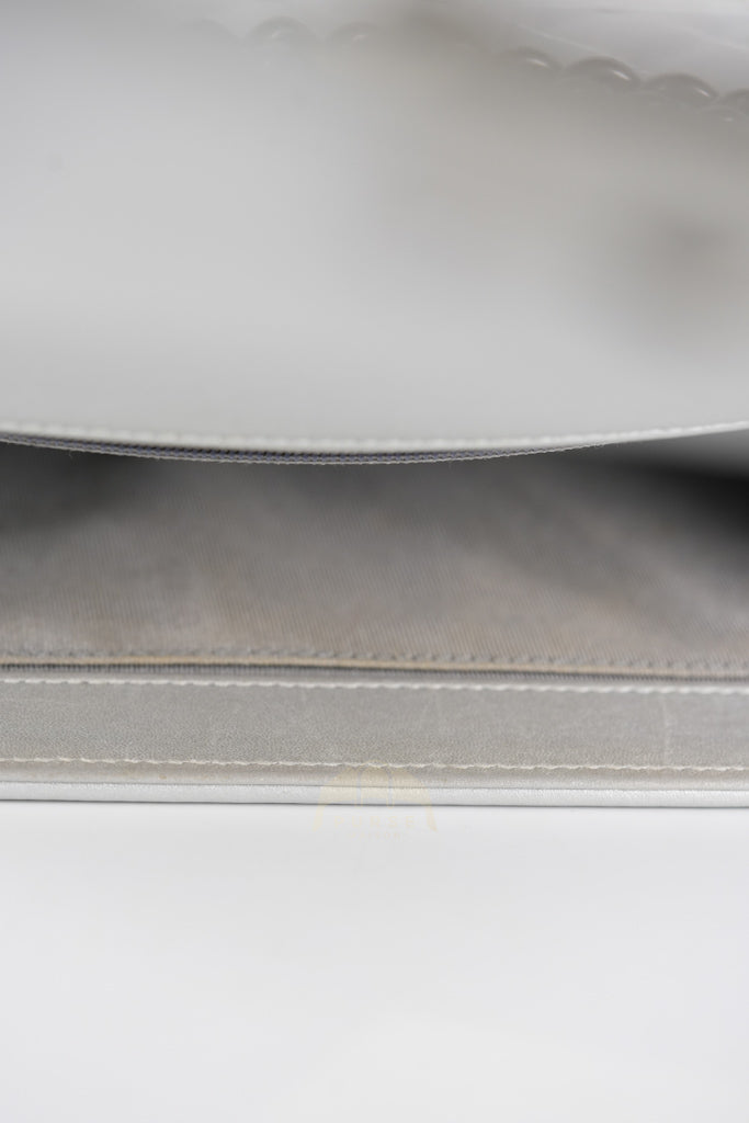 Boy New Medium Metallic Gray Calfskin Leather in Ruthenium Hardware Series 20 | Purse Maison Luxury Bags Shop