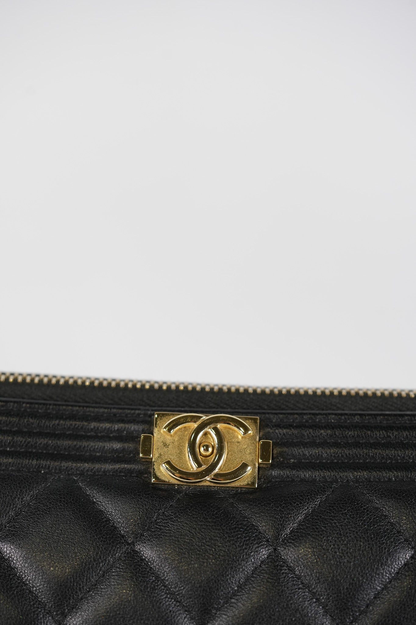 Boy O Case Clutch Bag in Black Quilted Calfskin Leather & Light Gold Hardware Series 26 | Purse Maison Luxury Bags Shop