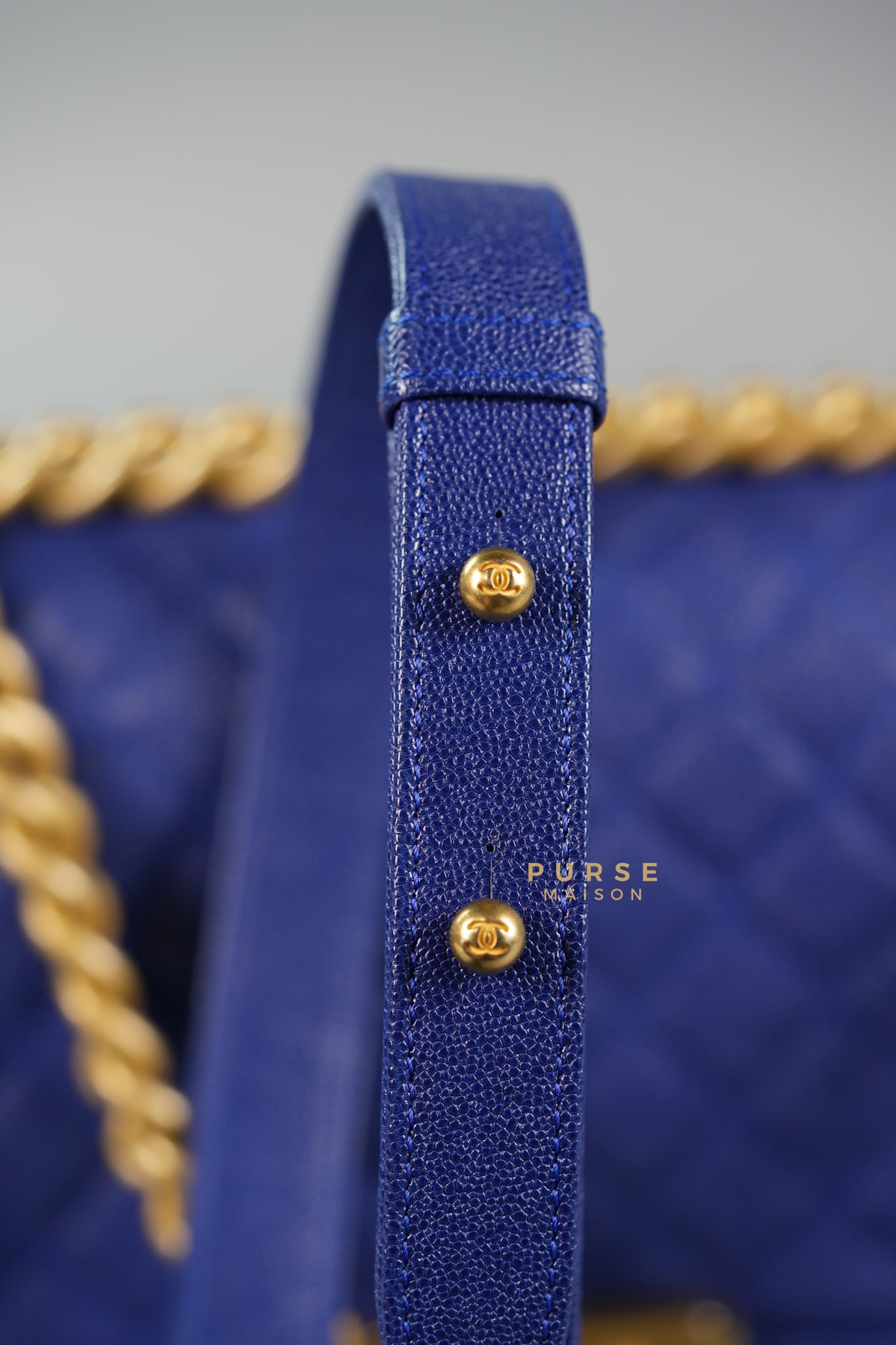 Boy Old Medium Bag in Blue Caviar Leather & Aged Gold Hardware Series 27 | Purse Maison Luxury Bags Shop