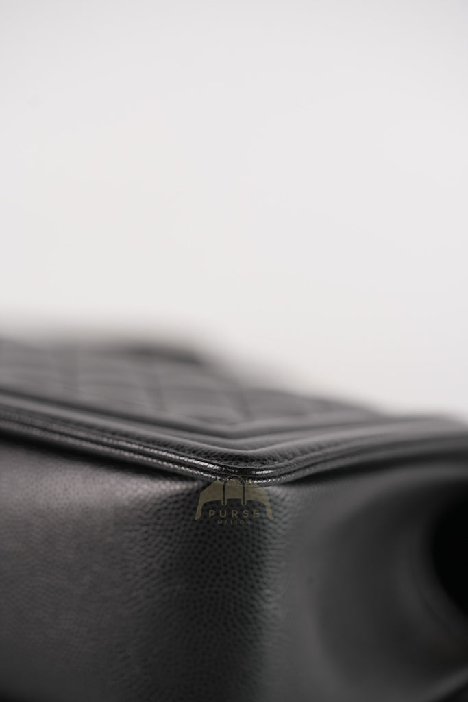 Boy Old Medium Black Caviar Leather in Aged Gold Hardware (Microchip) | Purse Maison Luxury Bags Shop