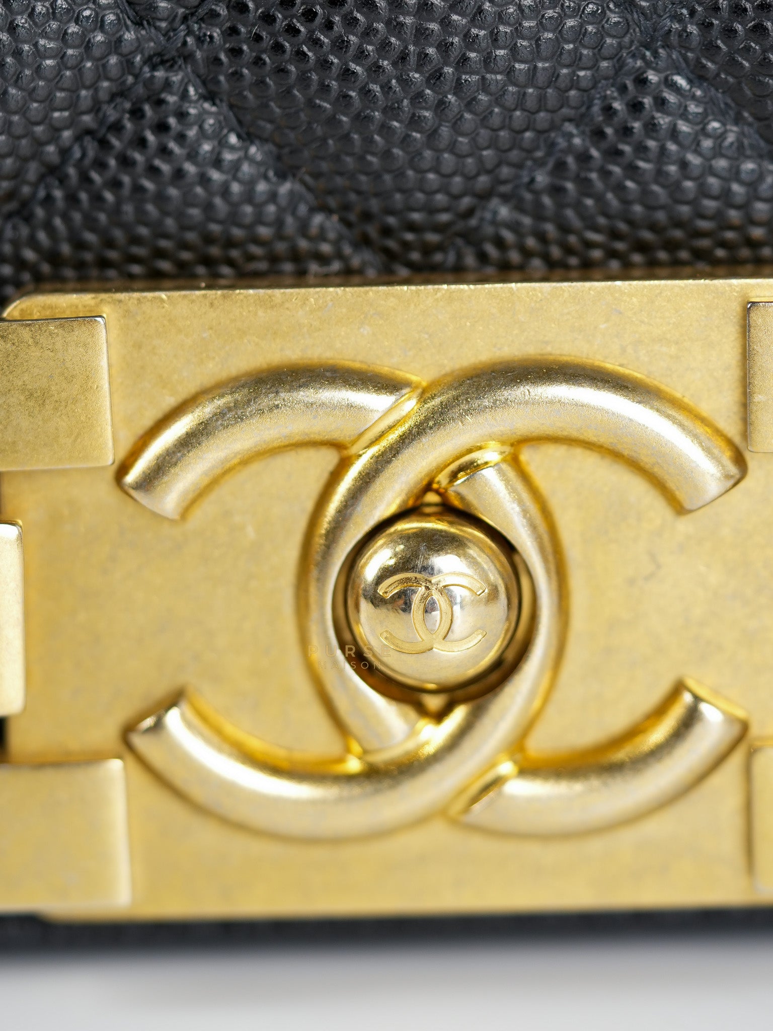 Boy Old Medium Caviar Leather in Aged Gold Hardware in Series 30 | Purse Maison Luxury Bags Shop