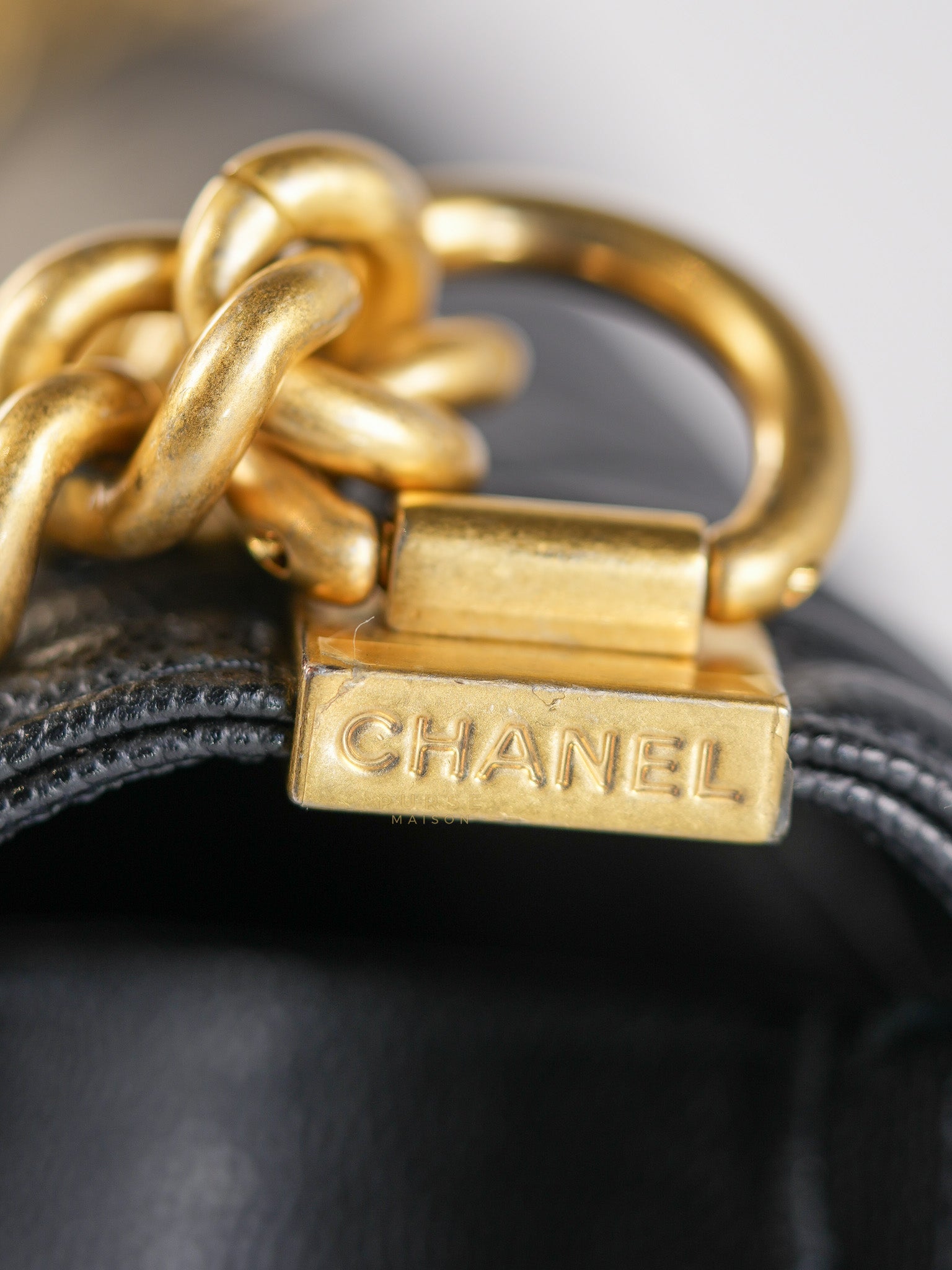 Boy Old Medium Caviar Leather in Aged Gold Hardware in Series 30 | Purse Maison Luxury Bags Shop