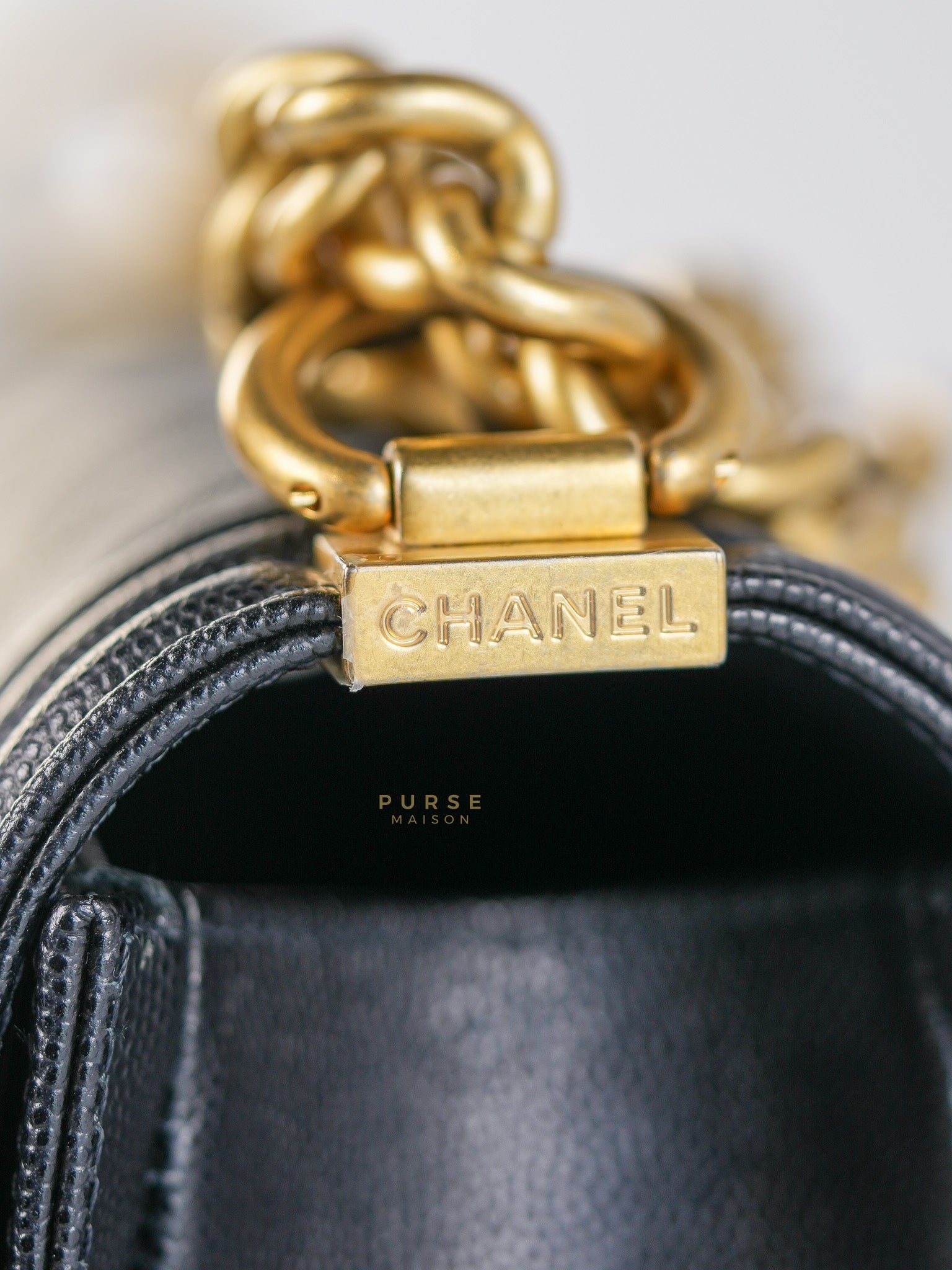 Boy Old Medium Caviar Leather in Aged Gold Hardware in Series 30 | Purse Maison Luxury Bags Shop