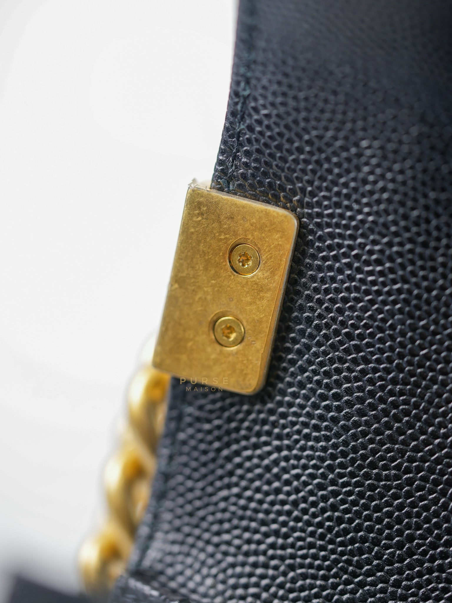 Boy Old Medium Caviar Leather in Aged Gold Hardware in Series 30 | Purse Maison Luxury Bags Shop