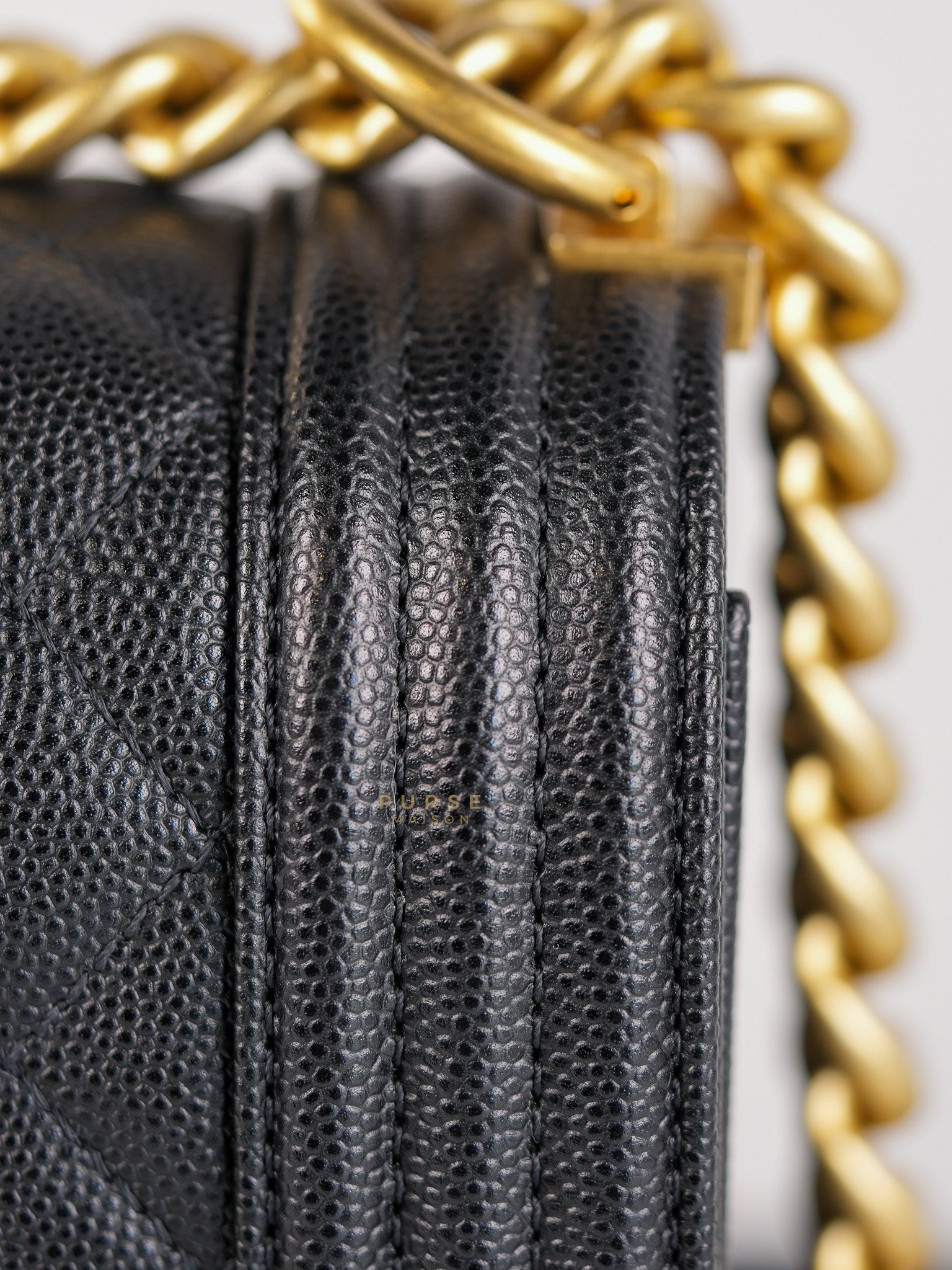 Boy Old Medium Caviar Leather in Aged Gold Hardware in Series 30 | Purse Maison Luxury Bags Shop